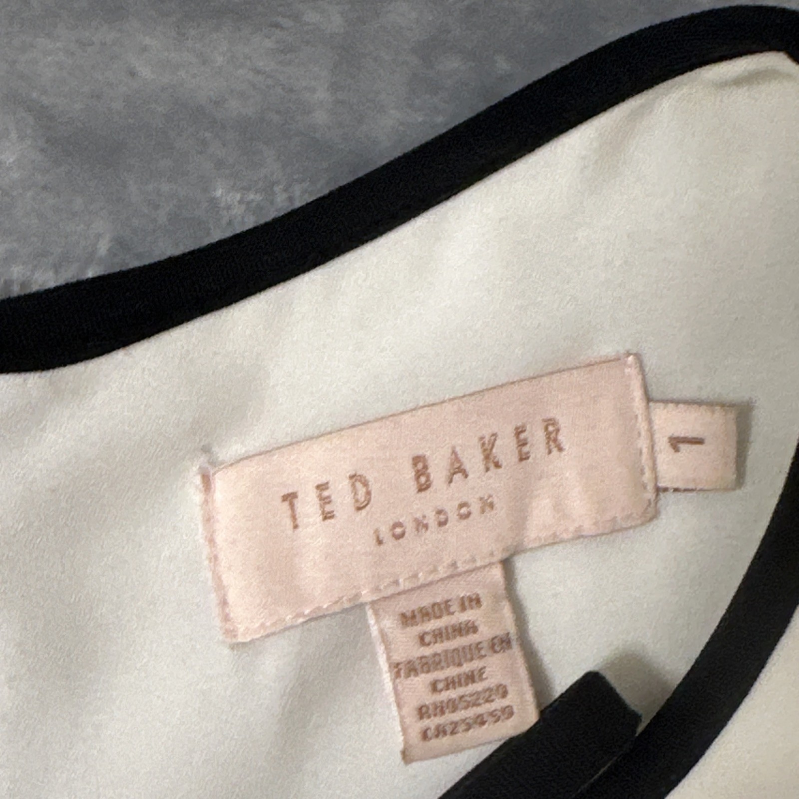 Ted Baker Loozy Neck-Tie Woven Skater Dress Cream Navy Size 1 – UK 8 US 4