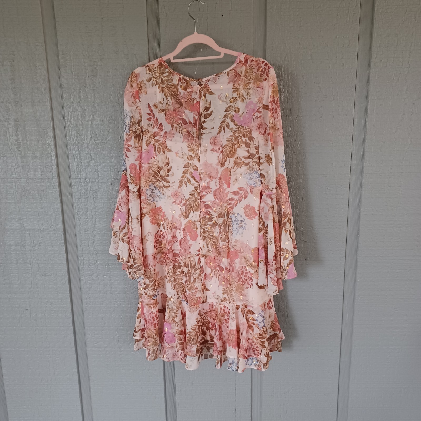 Eliza J Floral Chiffon Shift Mini Dress Size 10 Women Wedding Guest Feminine