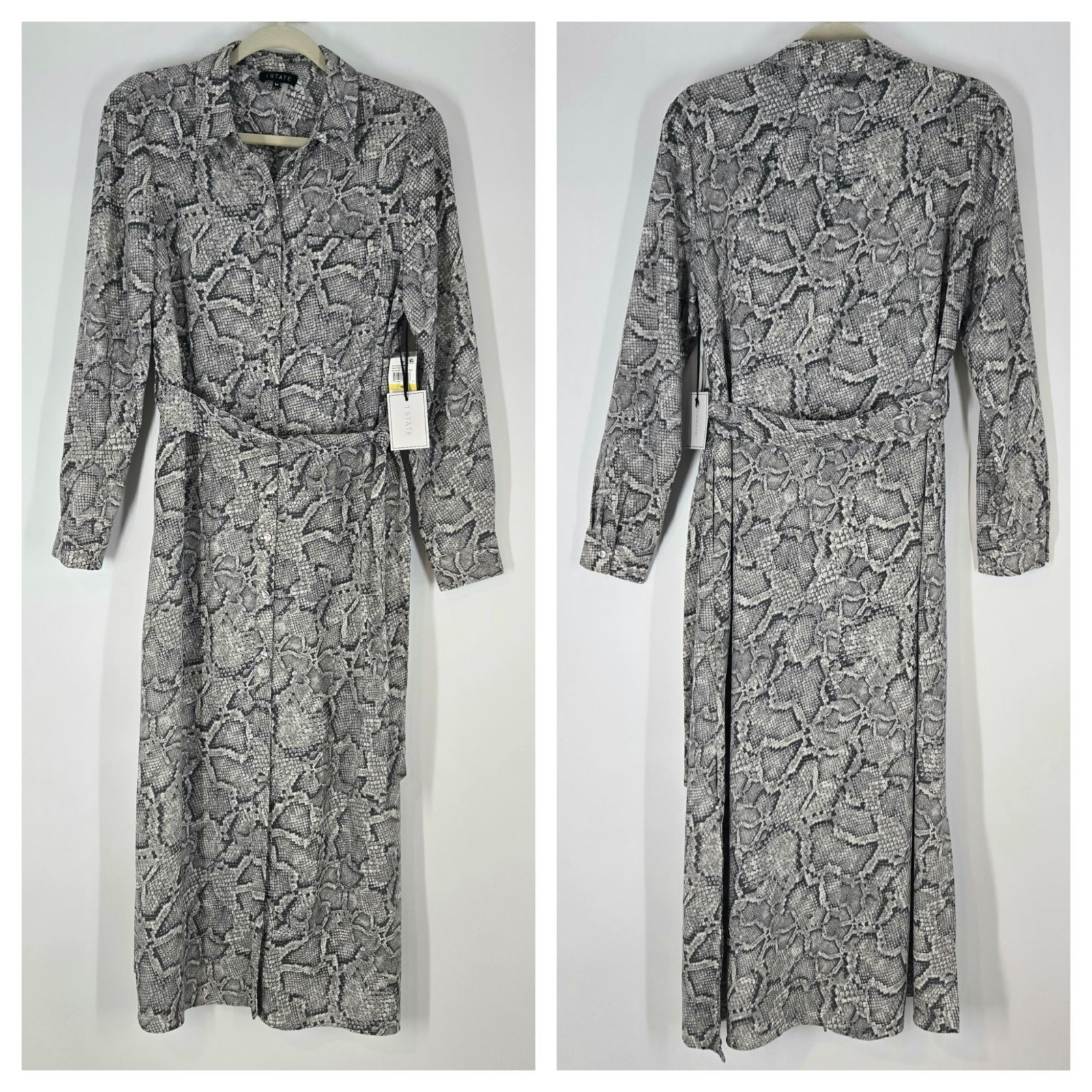 1. State Snakeskin Print Button Front Maxi Shirt Dress Women’s Size Medium NEW