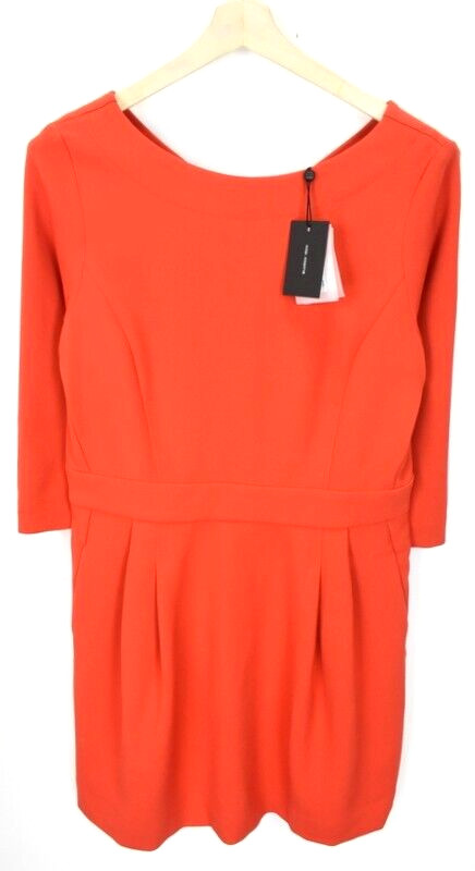 COP COPINE Chebka Dress Women’s (EU) 42 Inverted Pleats Zip Three Quarter Sleeve