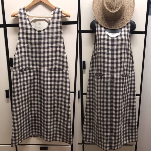 Journal Standard Linen Check Jumper Dress Graphite Beige Check Combo One Size
