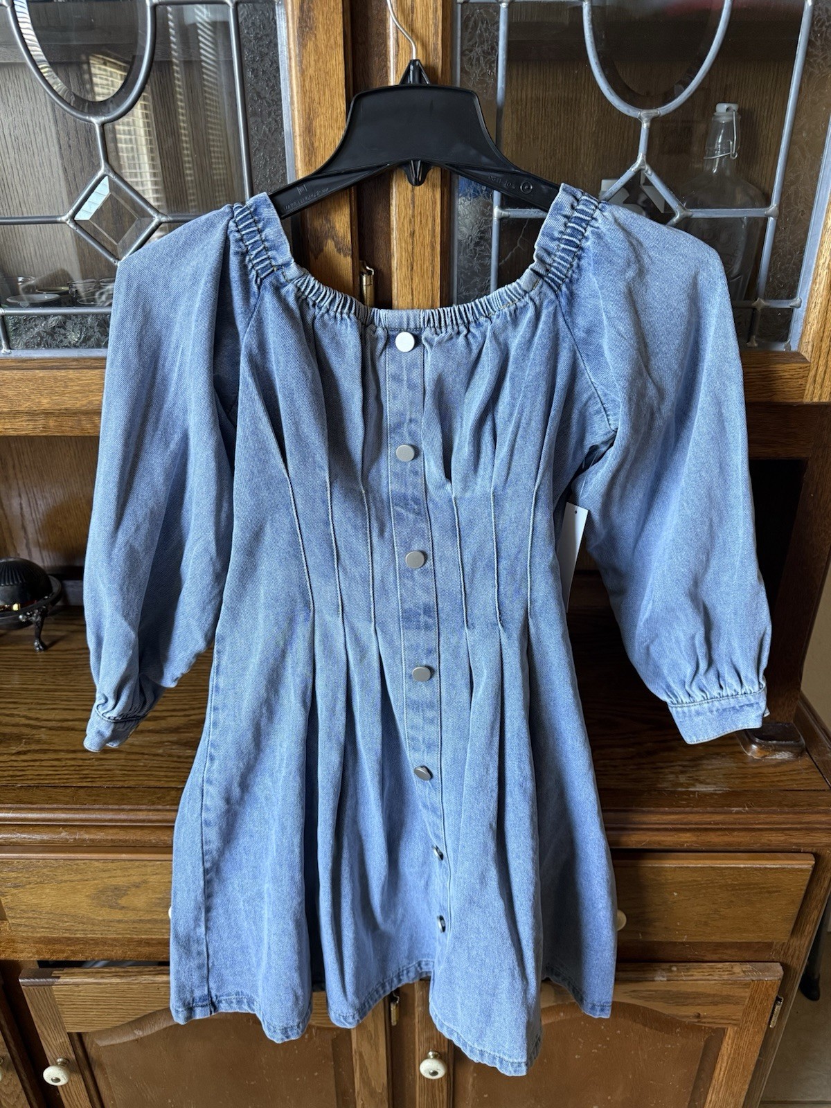 Venus Blue Denim Square Neck Fit & Flare Button Front Dress Women’s 6