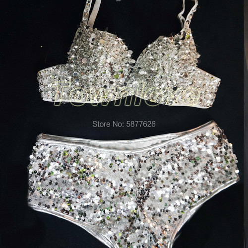 Nightclub DS Female Singer Stage Dance Costume Mirror Ball Helmet Party Wear