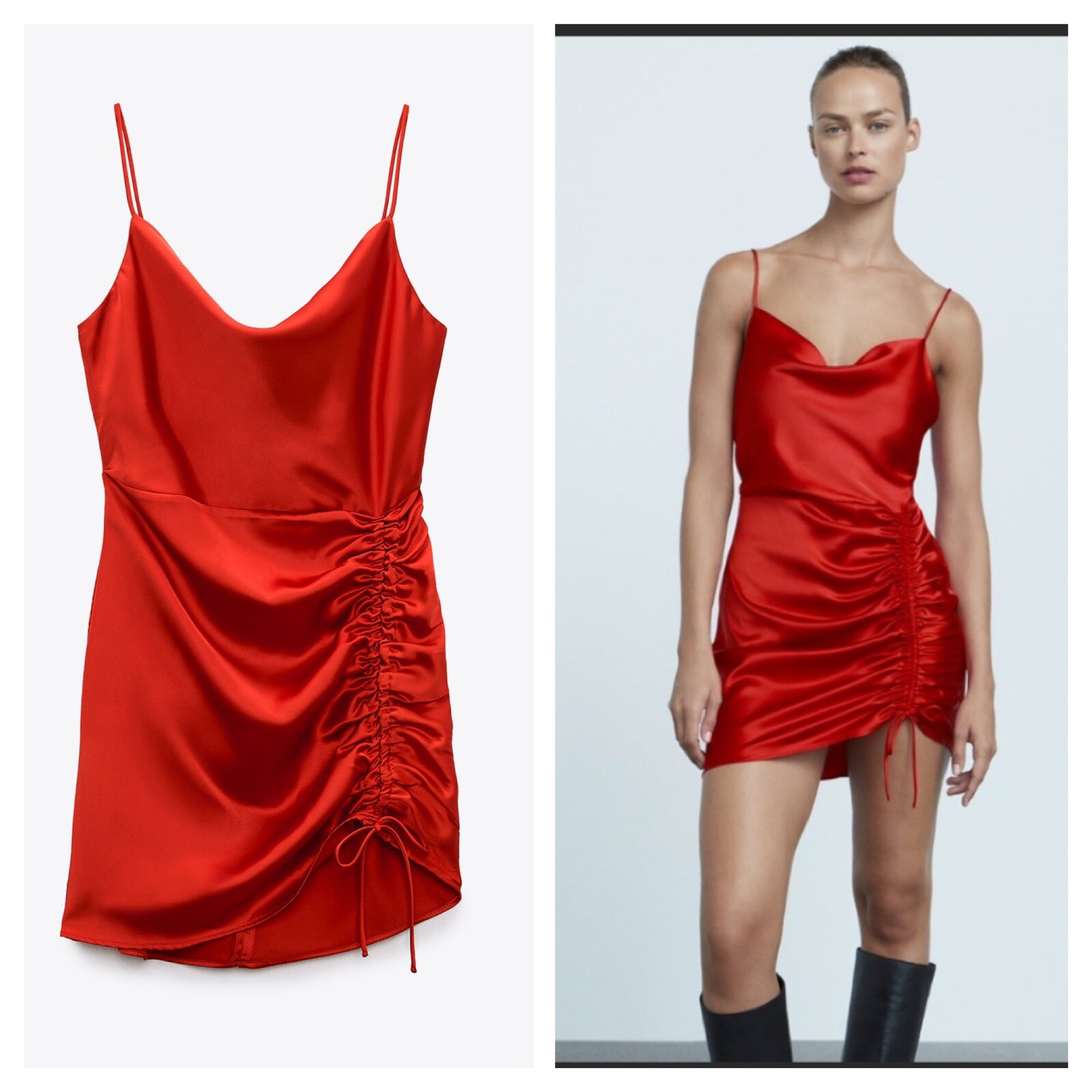 ❤️Bloggers Favorite❤️ NWT Zara Draped Muni Dress in Red Size Medium