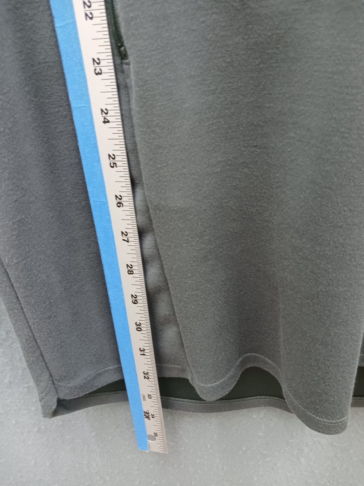 Unknown Women Tunic Gray Cotton Blend Long Sleeve Crew Neck Front Zip Pockets