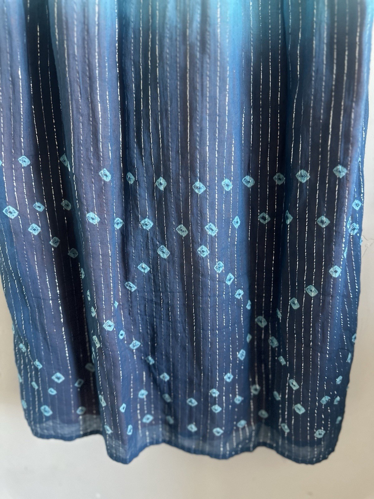NOVICA Orange Blue Ombre Embroidered Maxi Dress S Lined 3/4 Bell Sleeve