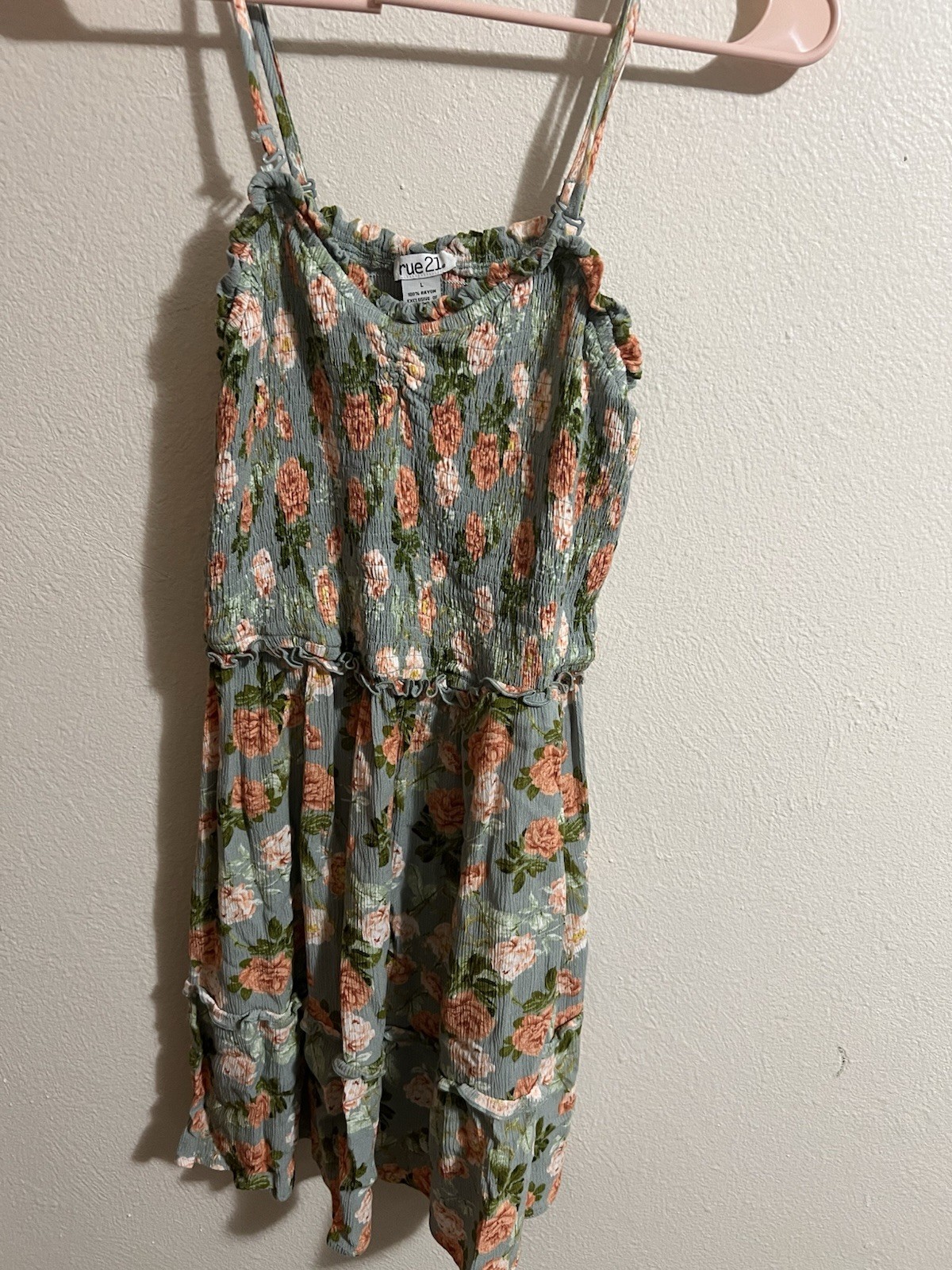 Rue 21 Green Floral Removable Straps Size Large Elastic