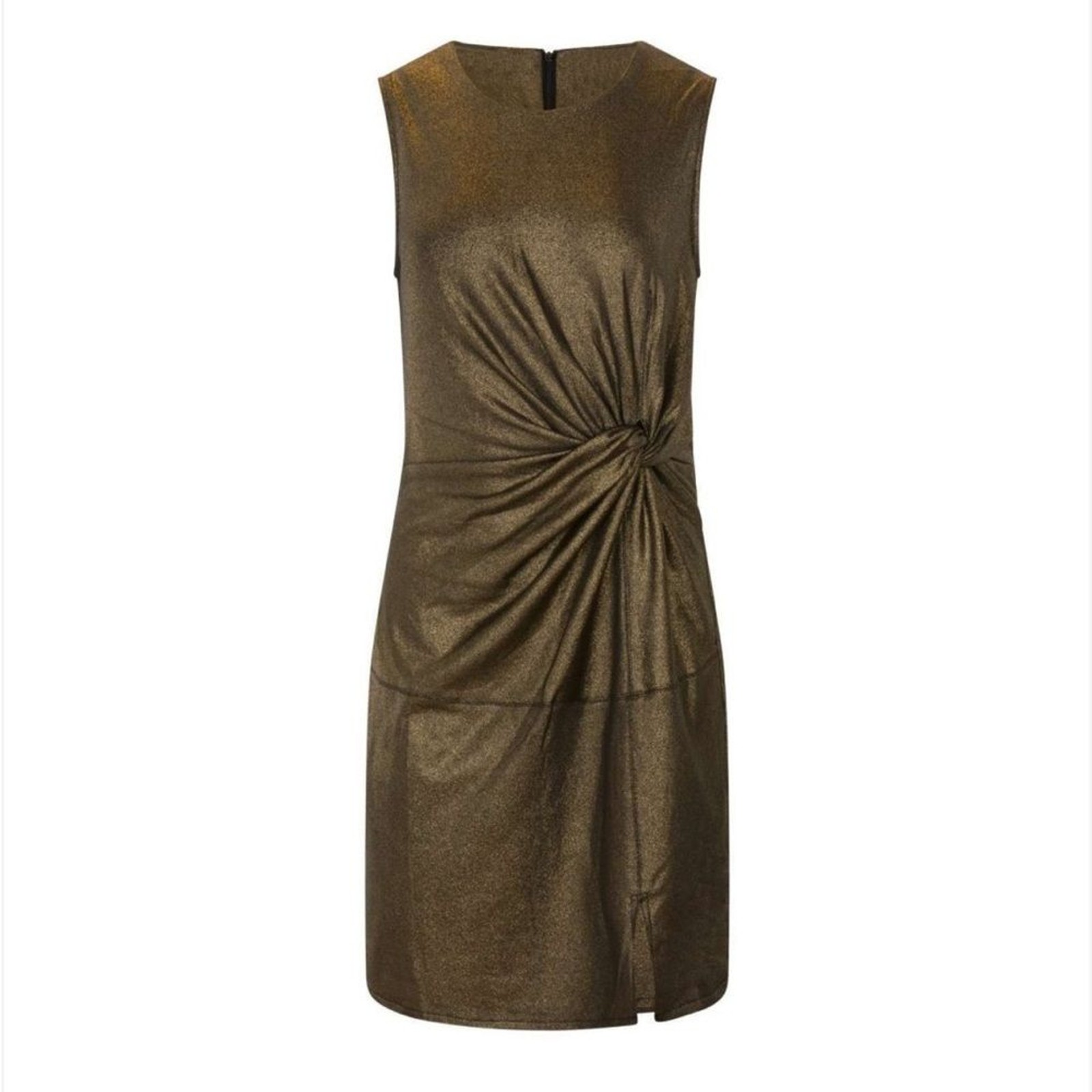 NWT Molly Bracken front tie twist mini dress small gold shimmer new years eve