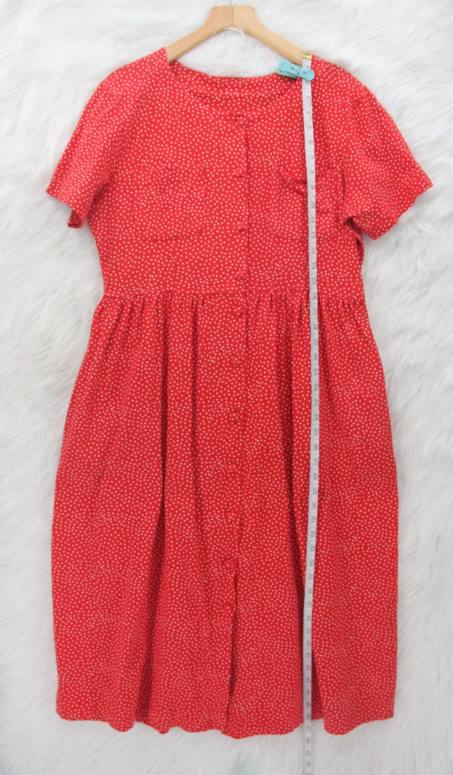 Vintage 1990s Capacity Knits Midi Red Ditsy Cotton Cottagecore Prairie Farm M