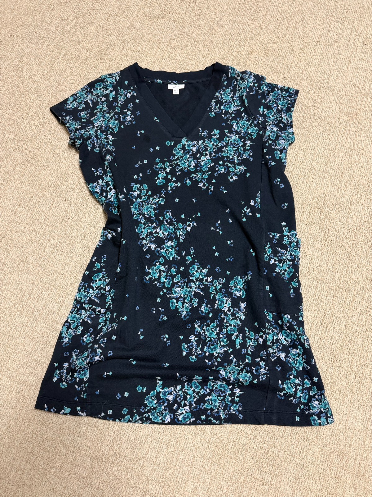J Jill Navy Cotton/Tencel Blend with Pockets Dress Size Petite Large