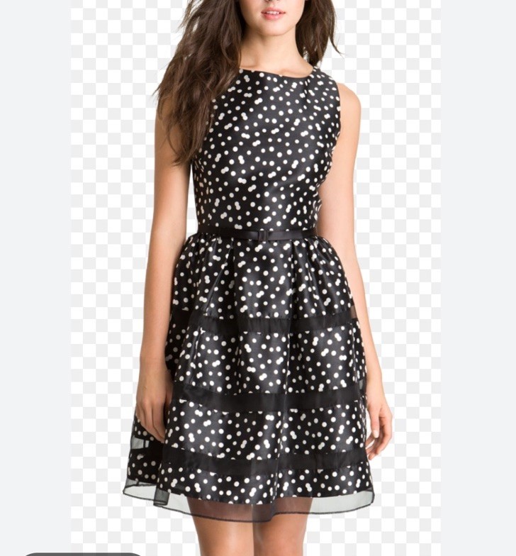 NWT Coldwater Creek Sz 16 Retro Sleeveless Black & White Polka Dot Silk Dress