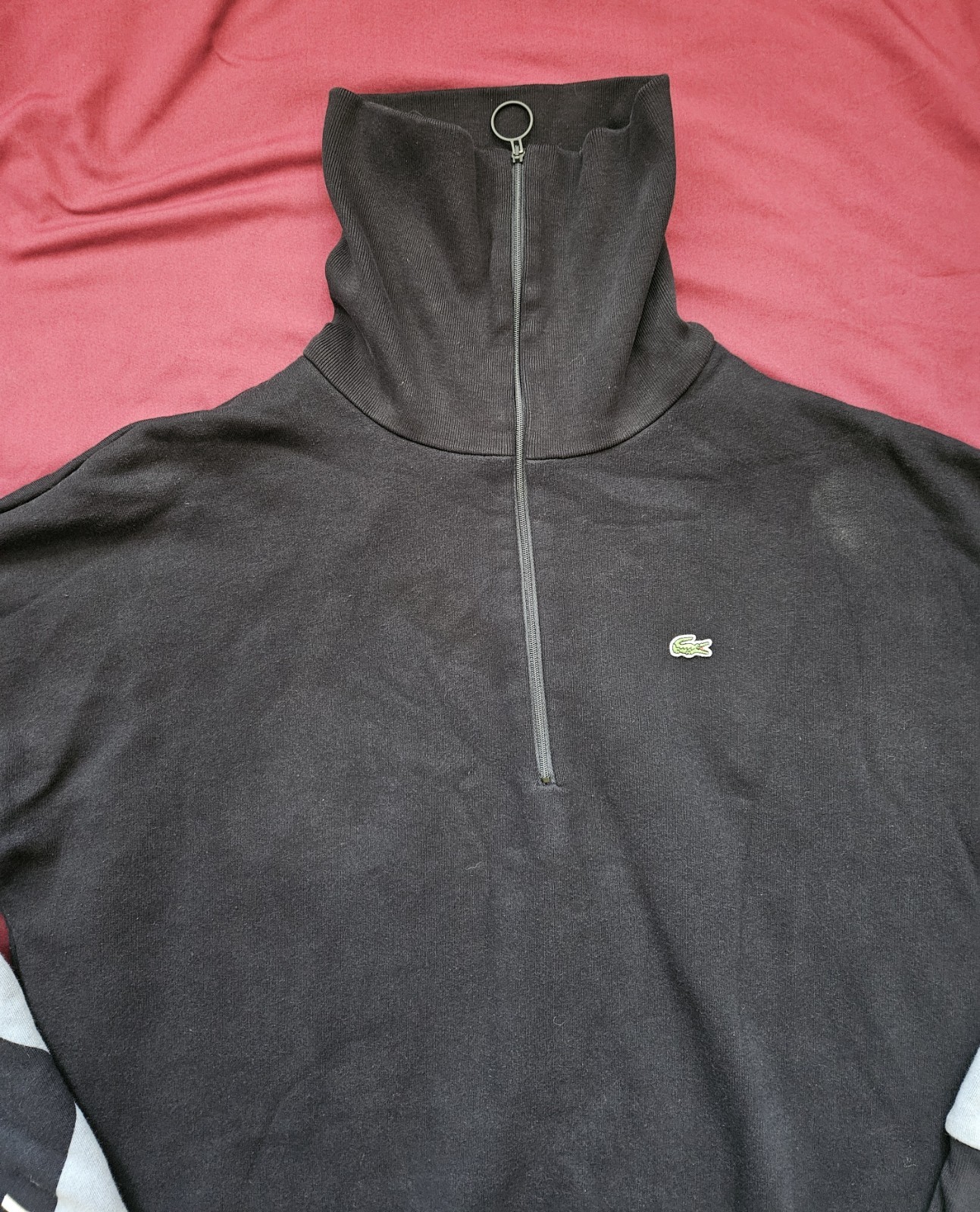 Lacoste Oversized 1/4 Zip Jacguard jumper Dress Womens Size 44