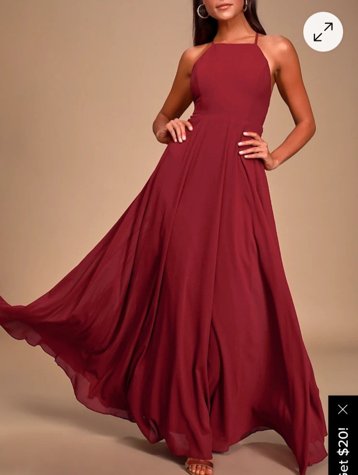 LuLu’s, “Mythical Kind of Love” Wine Red Long Maxi Dress, Medium