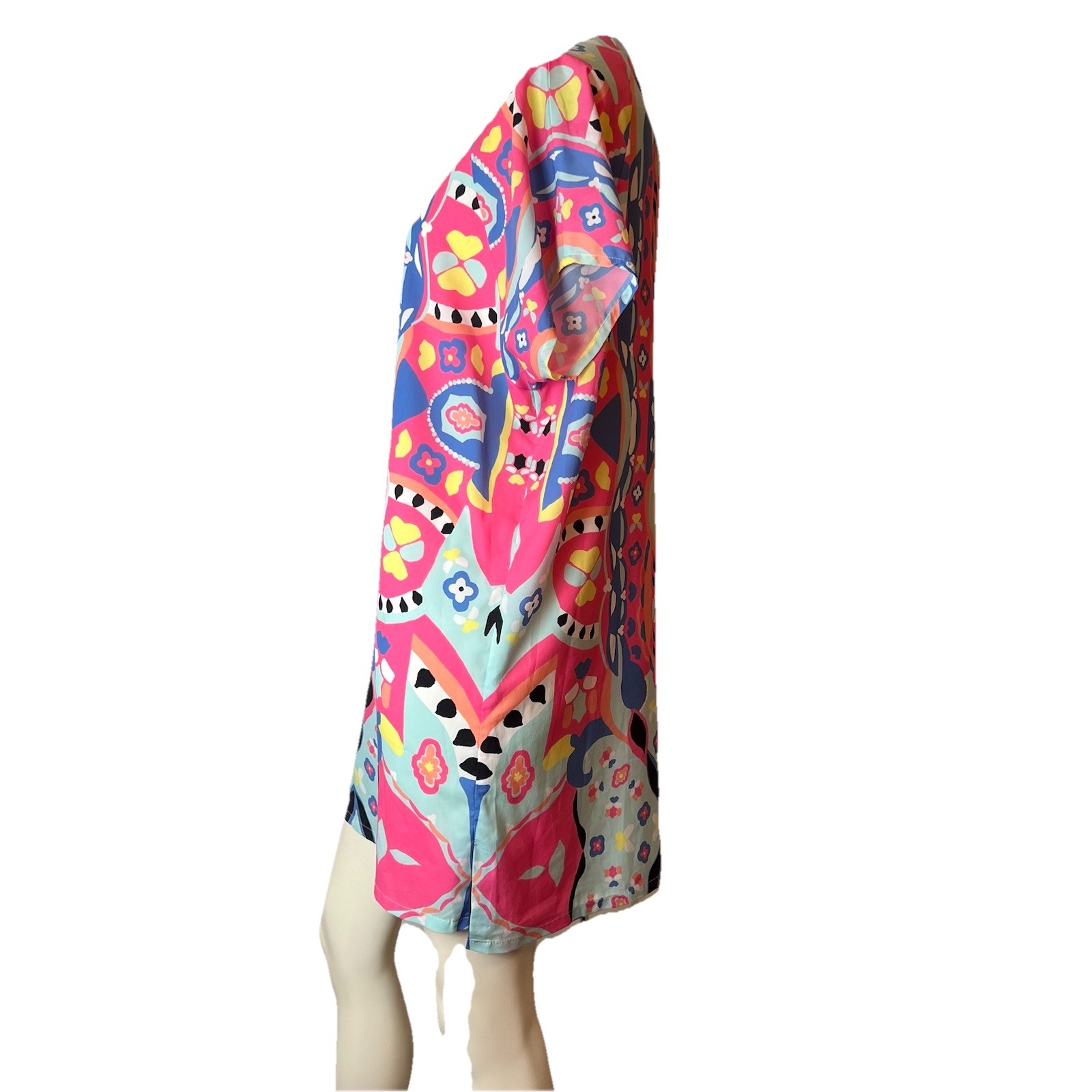 Britt Ryan Bohemian Print Pockets Polyester Mini Shift Dress Size Med