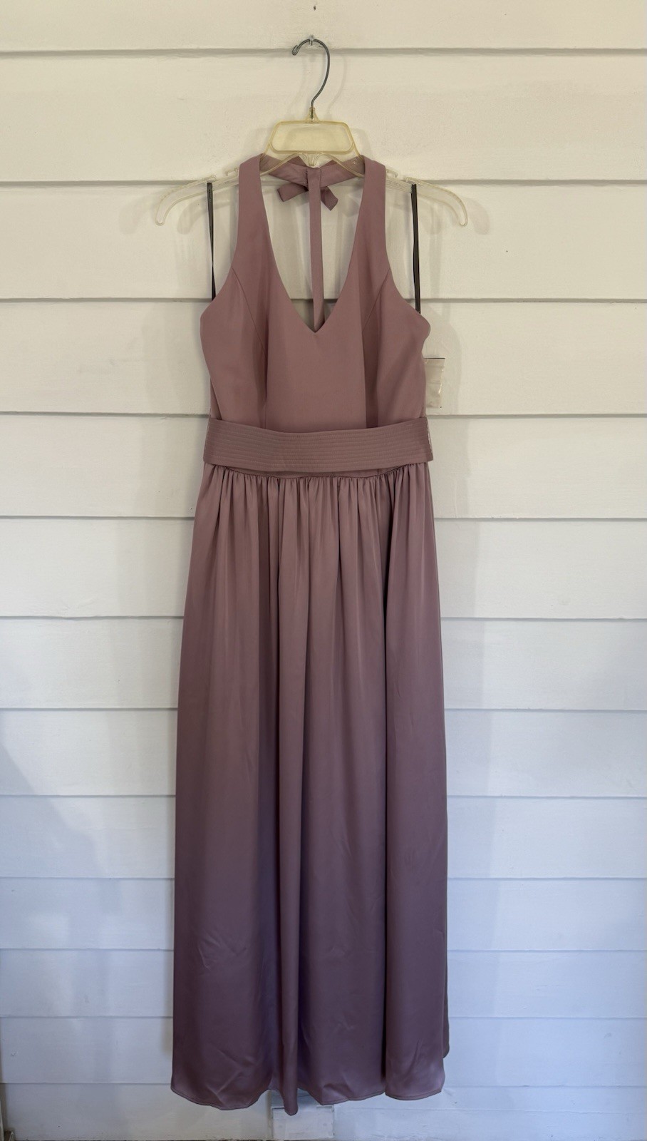 VERA WANG WHITE Size 6 V-Neck Halter Maxi Dress Gown Satin Charmeuse Blush