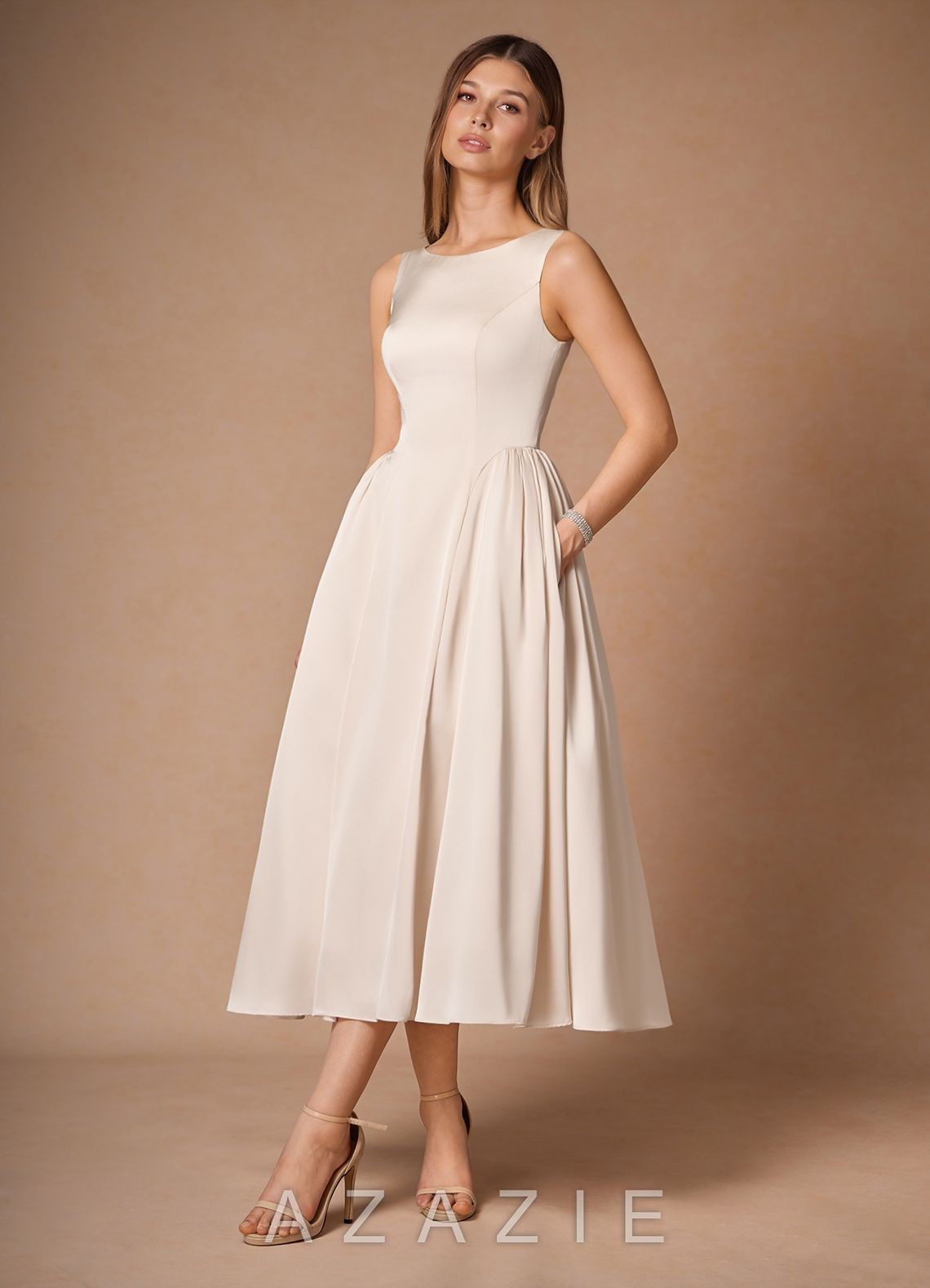 Casey Mocha Coco Midi Dress-AZAZIE|23607