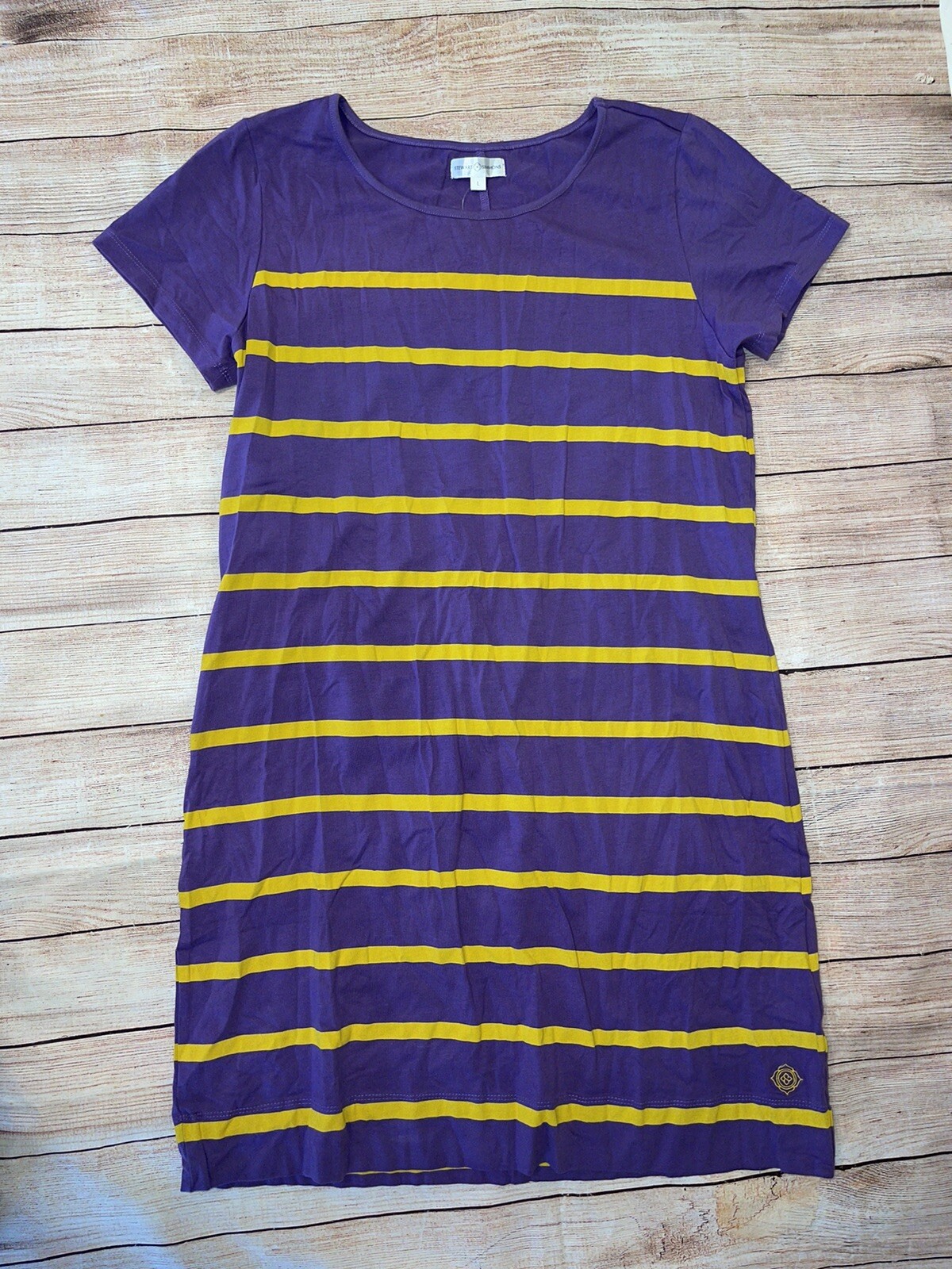 Women’s Large Purple & Gold Striped Dress NWT Stewart Simmons