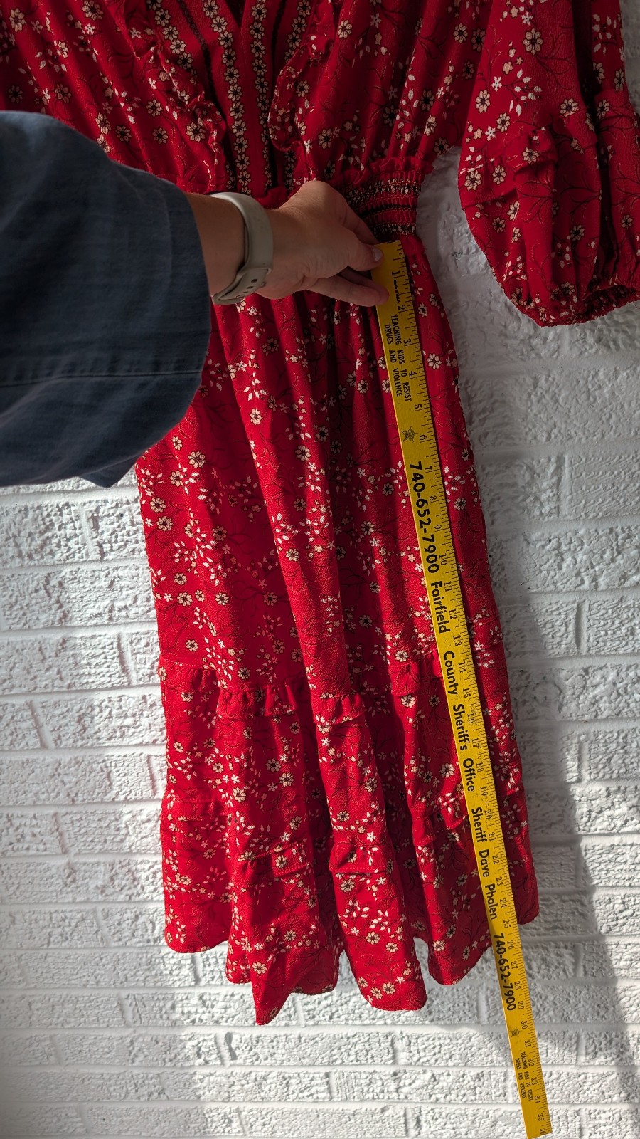 Beth Dutton style Red Max Studio Small floral empire waist V-neck dress