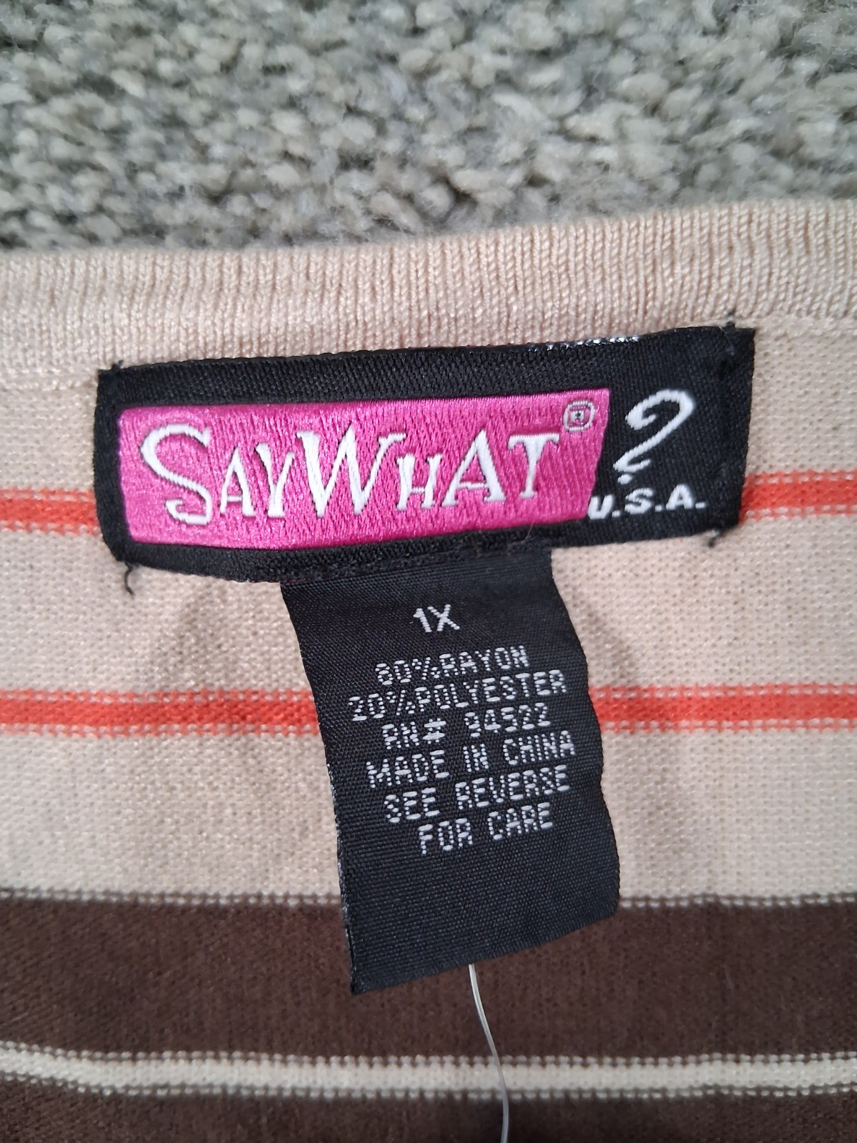 SayWhat 1X Womens Sweater Dress Rayon Blend Beige Stripe NWOT