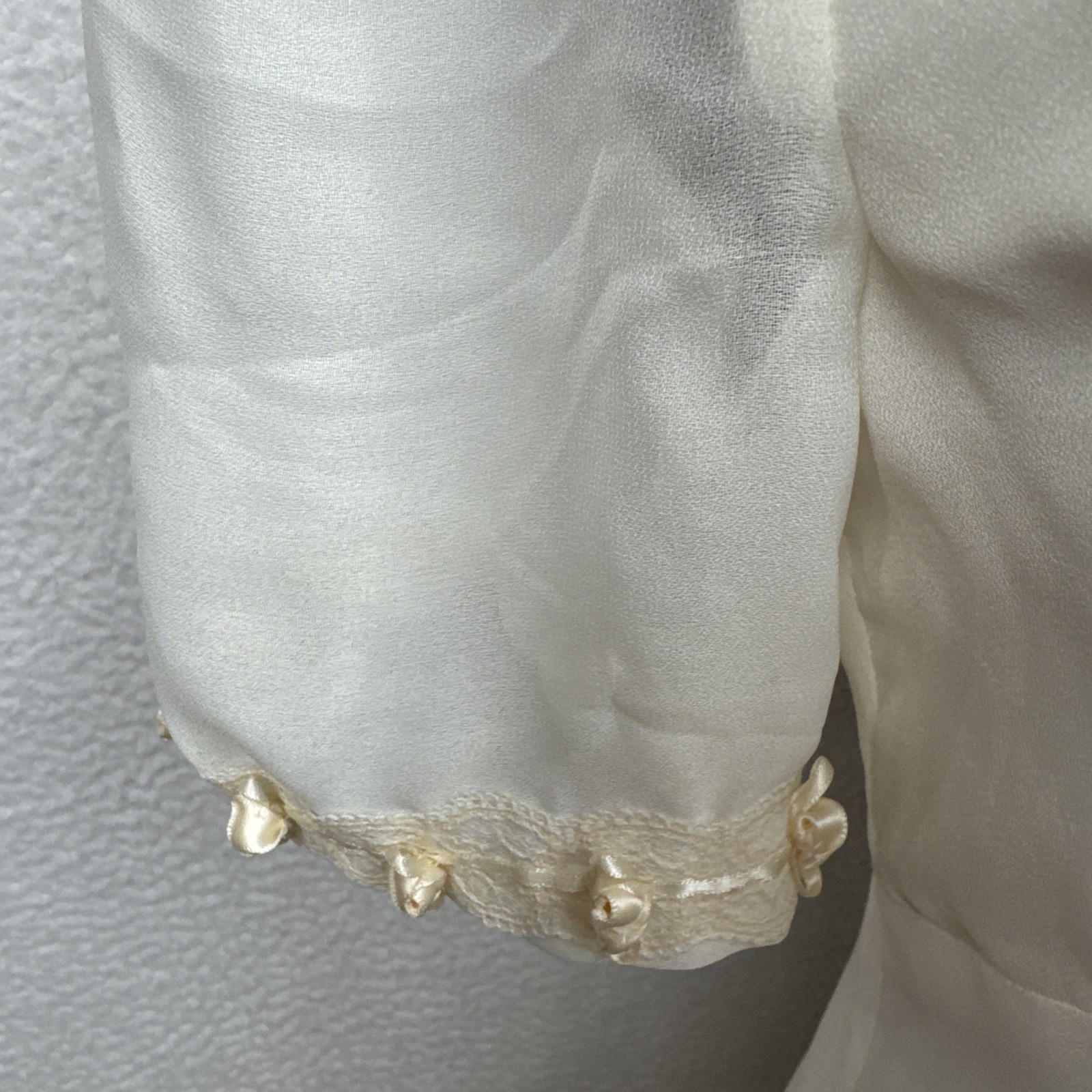 Women’s Ivory Cream Lace Bead Accent Maxi Dress Cottagecore Bridal Elegant