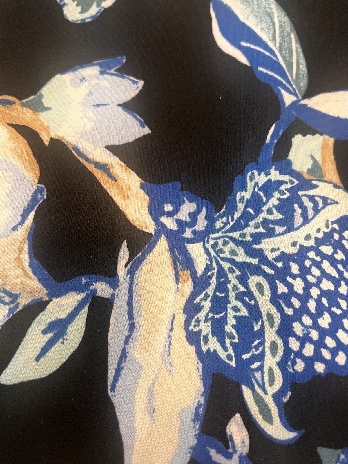 White House Black Market Black & Navy Floral Print Dress Size 6