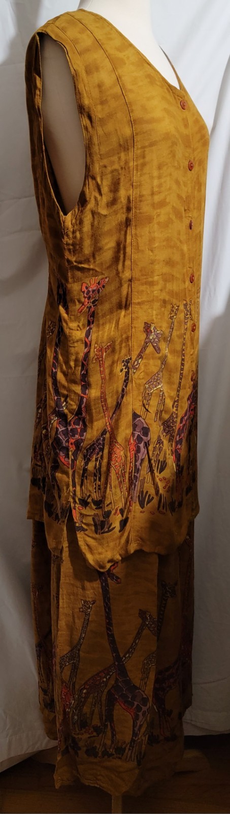 BLACK MAGIC BOHO STYLE 2 PC WOMEN XL TOP /MATCHING SKIRT/BROWN & PRETTY GIRAFFES