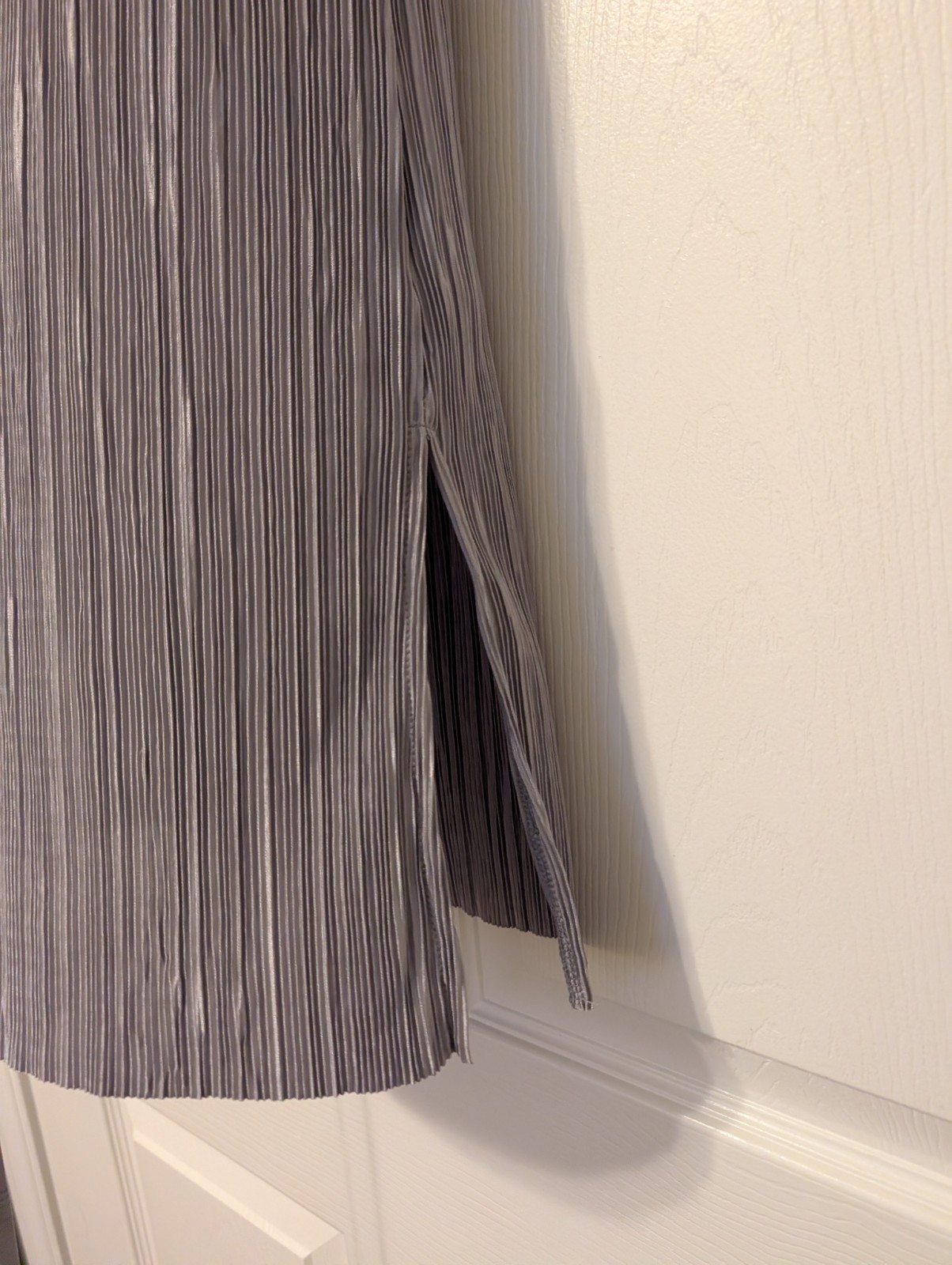 Topshop Silver Shift Dress Scoop Neck Cold Shoulder Pleated Lace Tie Belt 2