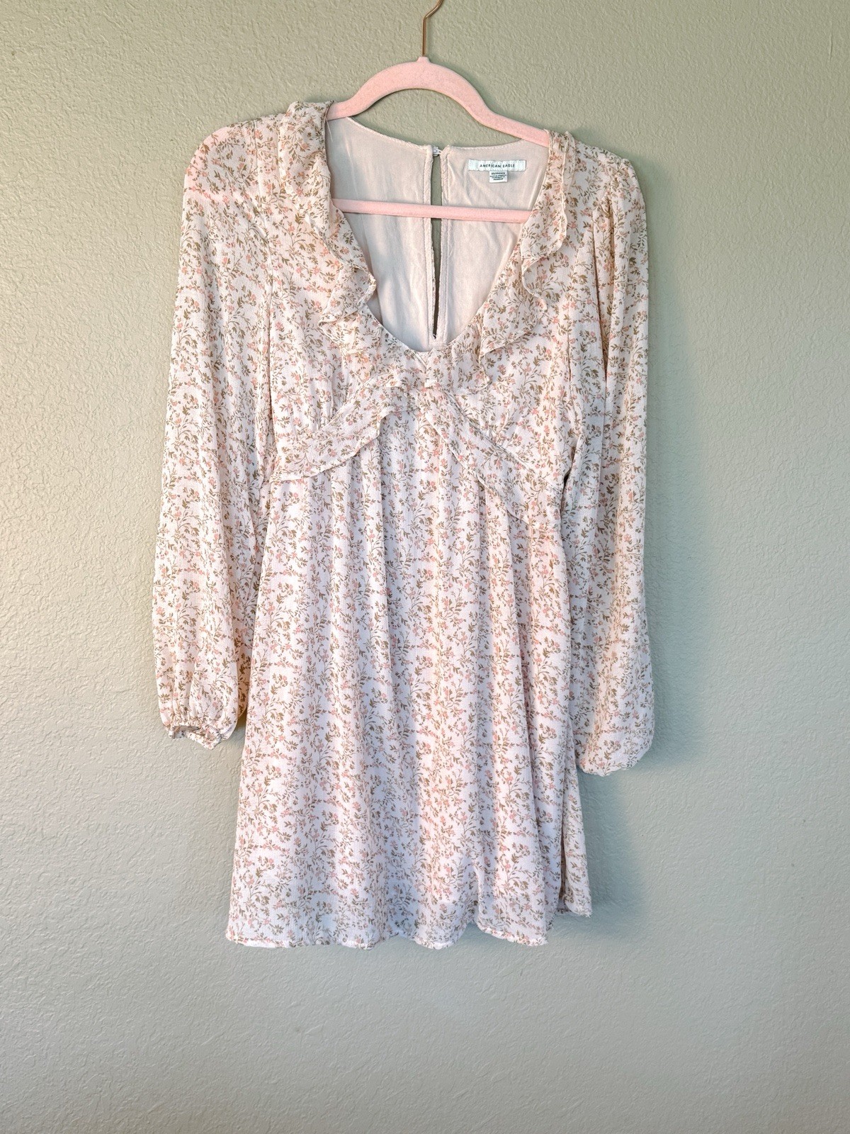 American Eagle Coquette Ruffle Dress Sz Xs Floral Mini Peasant Prairie 600e