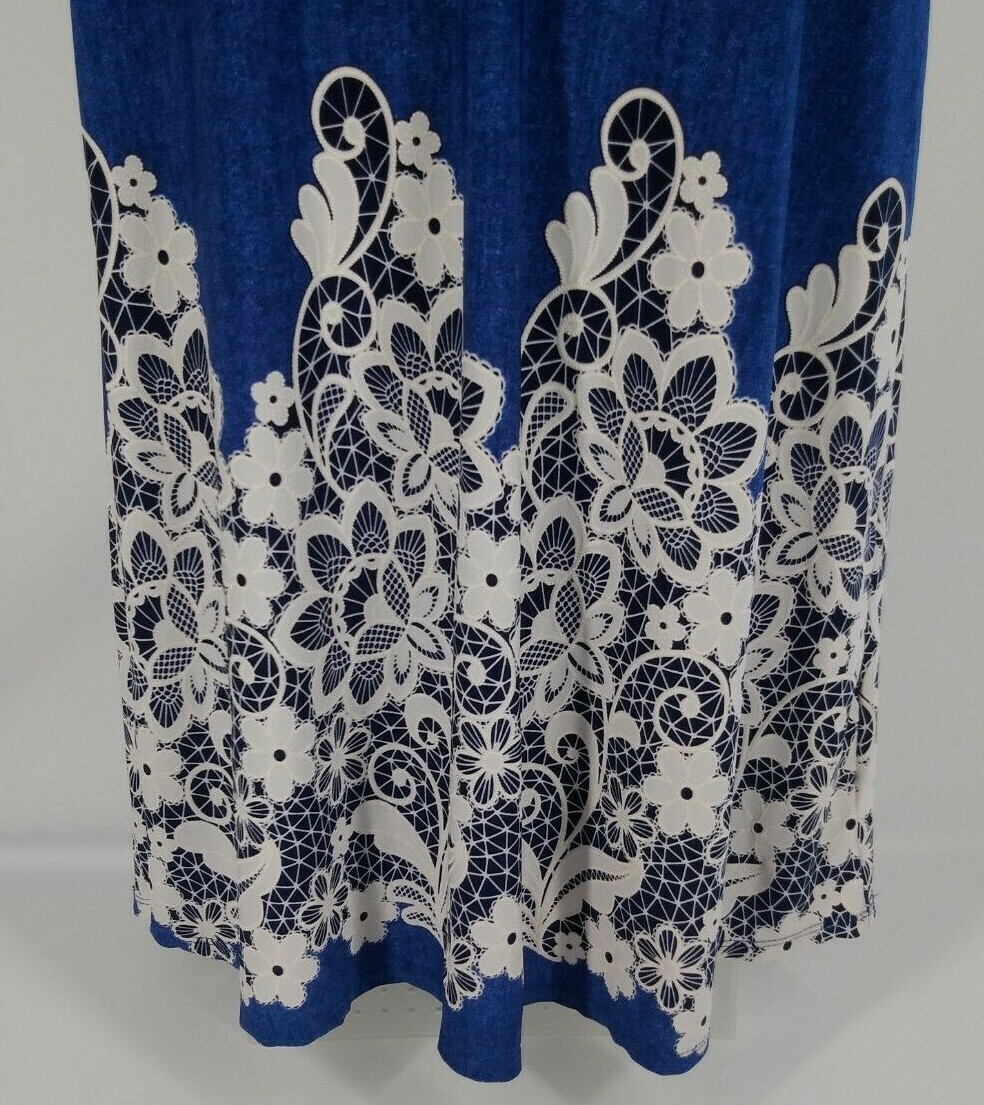 SJS Womens Shift Dress SIZE S Sleeveless Floral Blue Polyester Spandex
