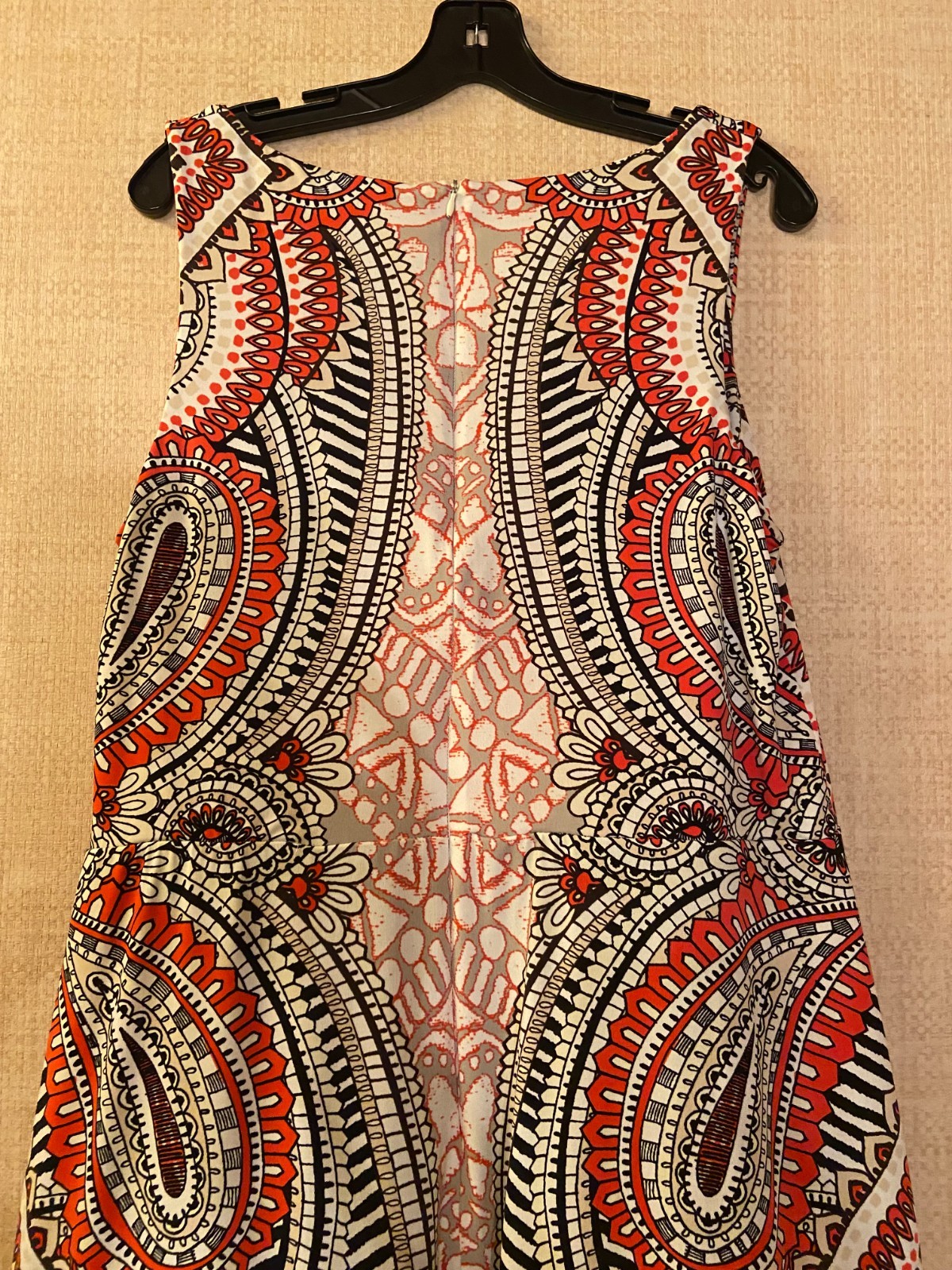 db established 1962 sleeveless A-line maxi dress size 14 white w/geometric print