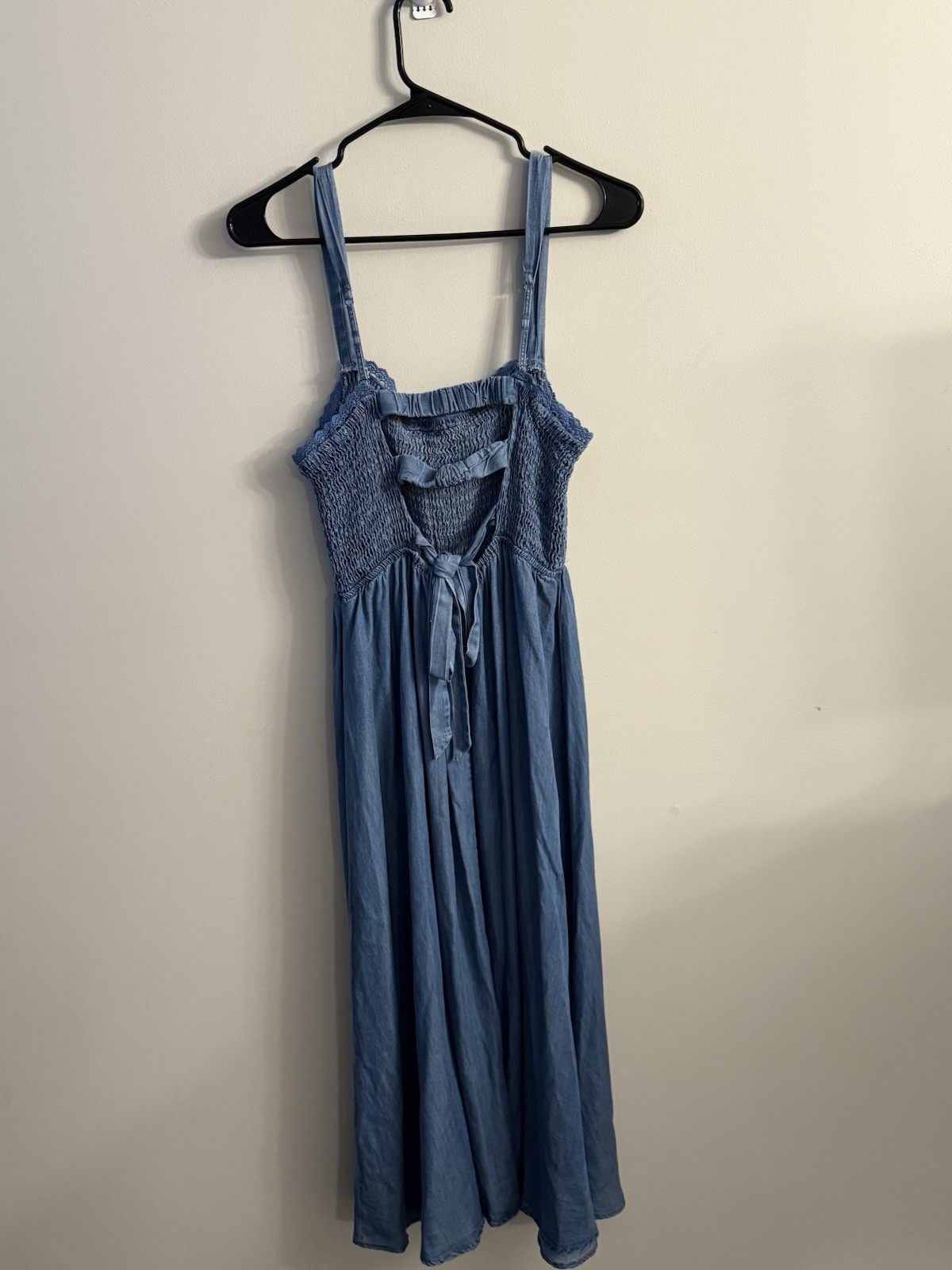 Miami For Francesca’s Chambray Smocked Tie Dress Size S