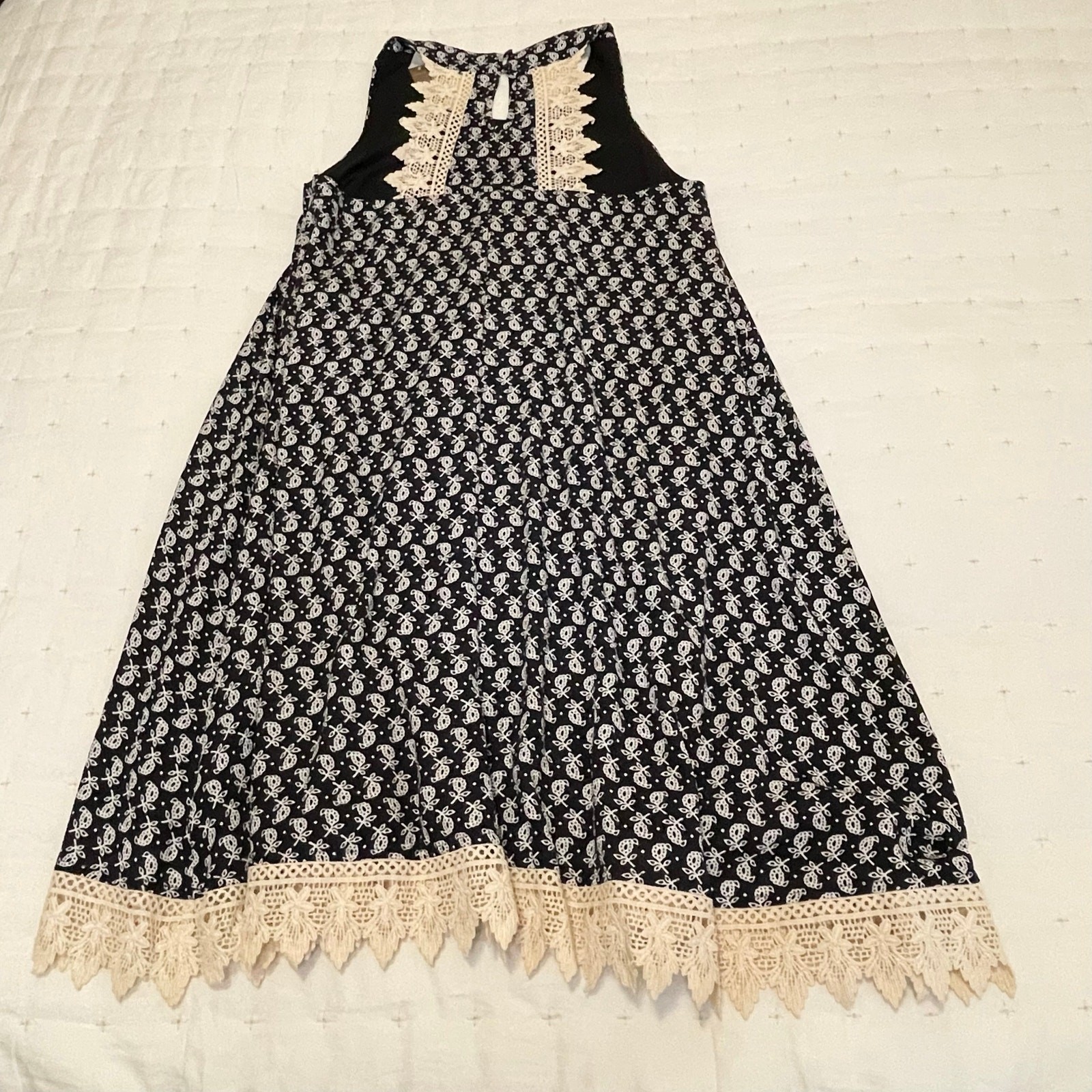 Francescas’s Basil & Lola Floral Sleeveless Mini Dress Women’s S Black Cream NWT