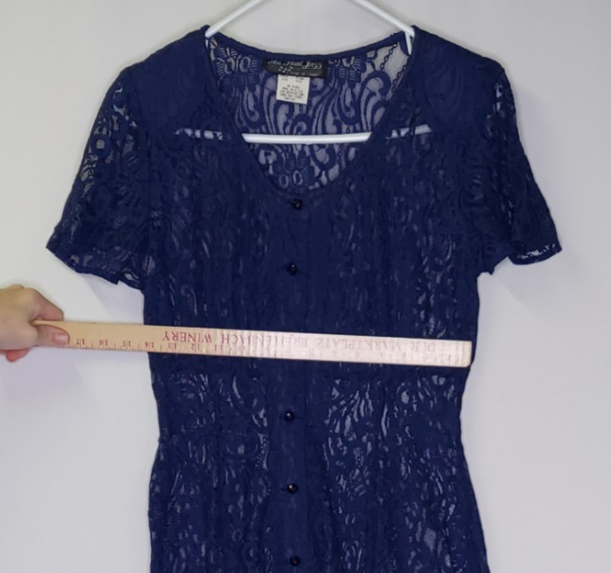 All That Jazz 90s Lace Dress 9/10 Button Sheer Navy Empire Maxi Whimsigoth Prom