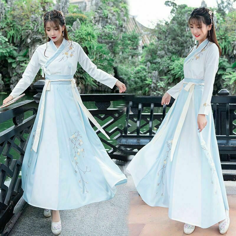 Chinese Hanfu Ladies Dress Teen School Tang Dynasty Style Fairy Cosplay Dresses