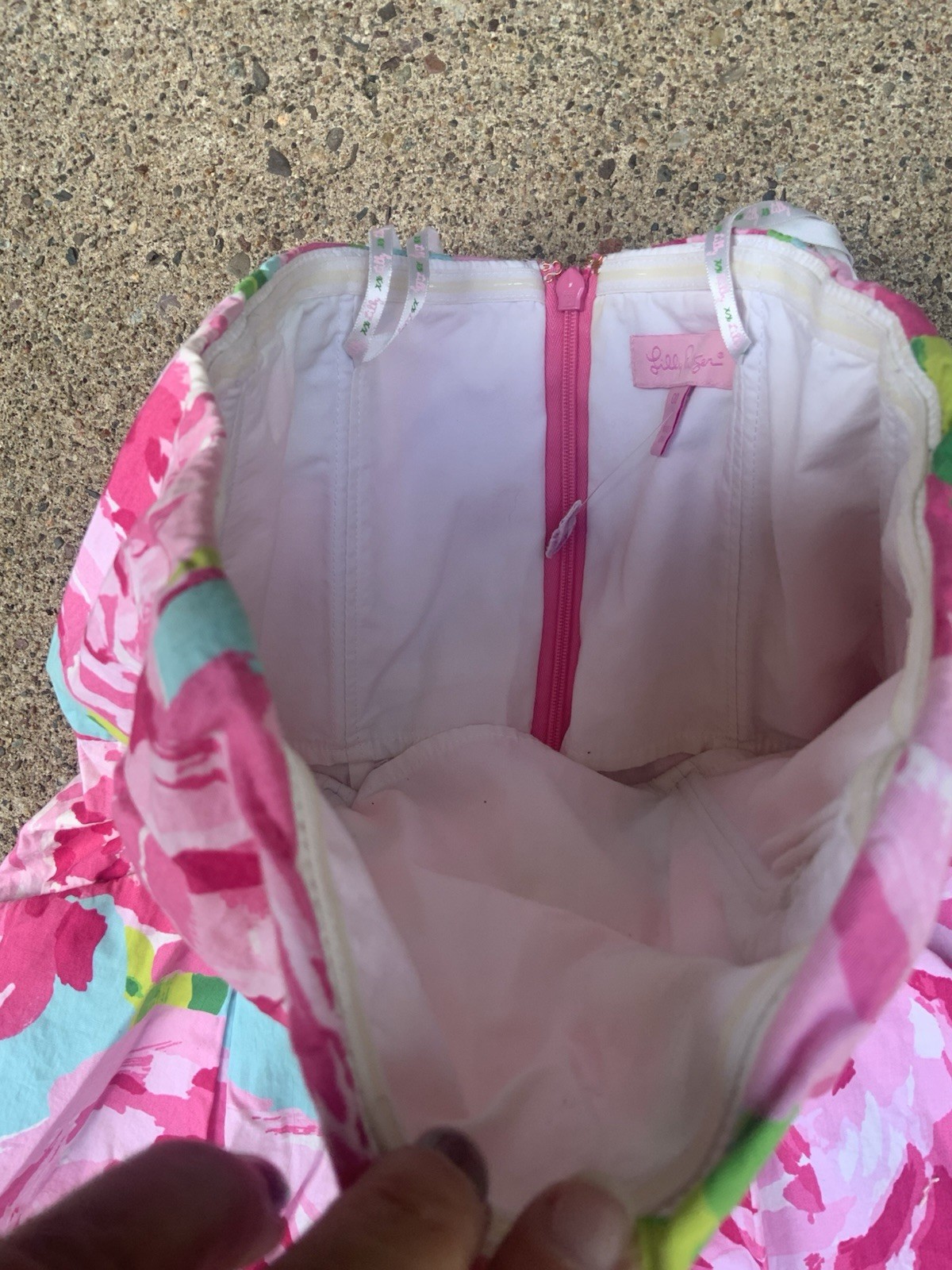 Lilly Pulitzer First Impressions Lottie Strapless Rose ‘Hottie Pink’ 2010 Sz 00