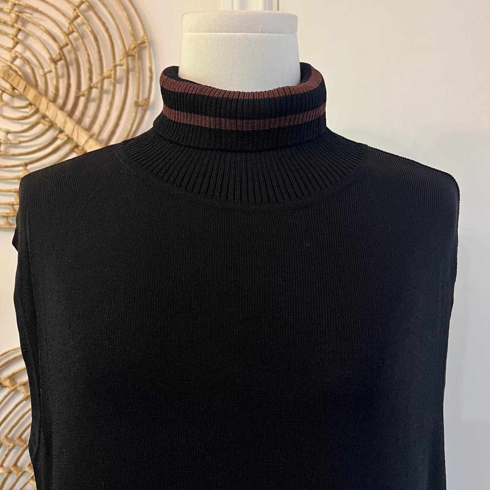 Finity Black Rayon Knit Sleeveless Bodycon Turtleneck Maxi Column Dress Medium