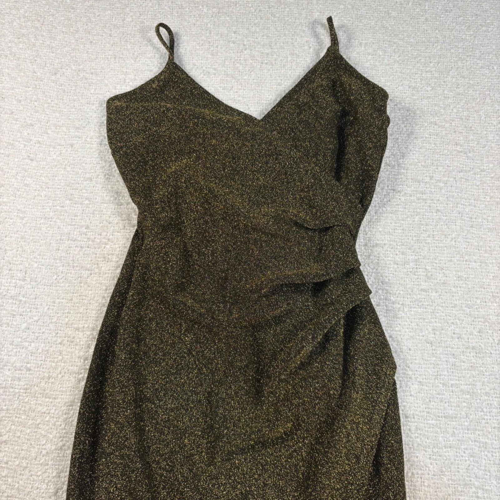 charlotte russe black gold glitter mini wrap dress y2k chic coquette night out