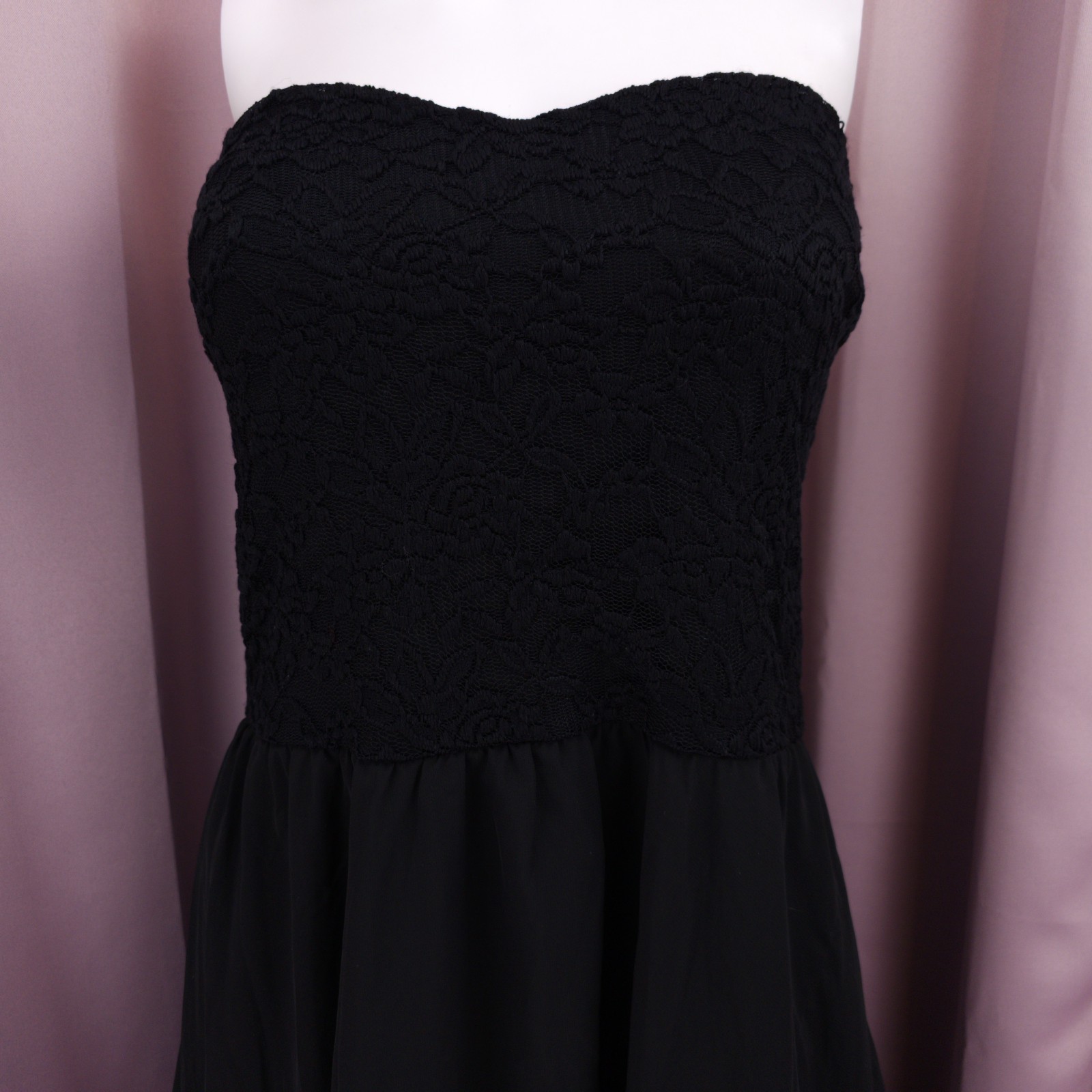 ’90s Y2K Deb Women’s Black Strapless Sweetheart Chiffon Hi-Low Maxi Dress 3X NWT