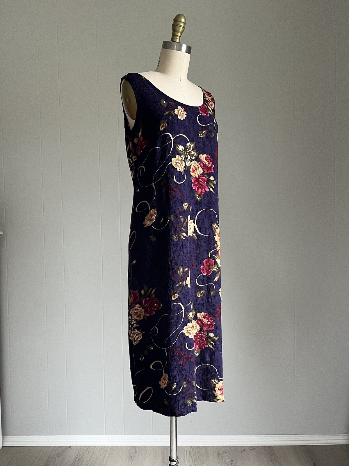 1990s Y2K Style Floral Midi Dress 14 Cottagecore Grunge Fairy K Studio Rayon