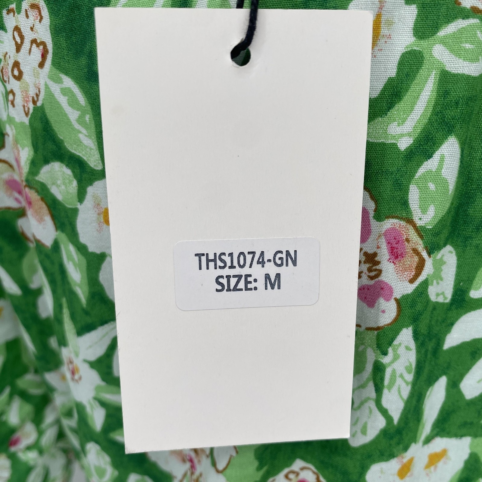 THML Dress Womens Medium Green Floral Puff Sleeve Ruffle Hem Coastal Cottage