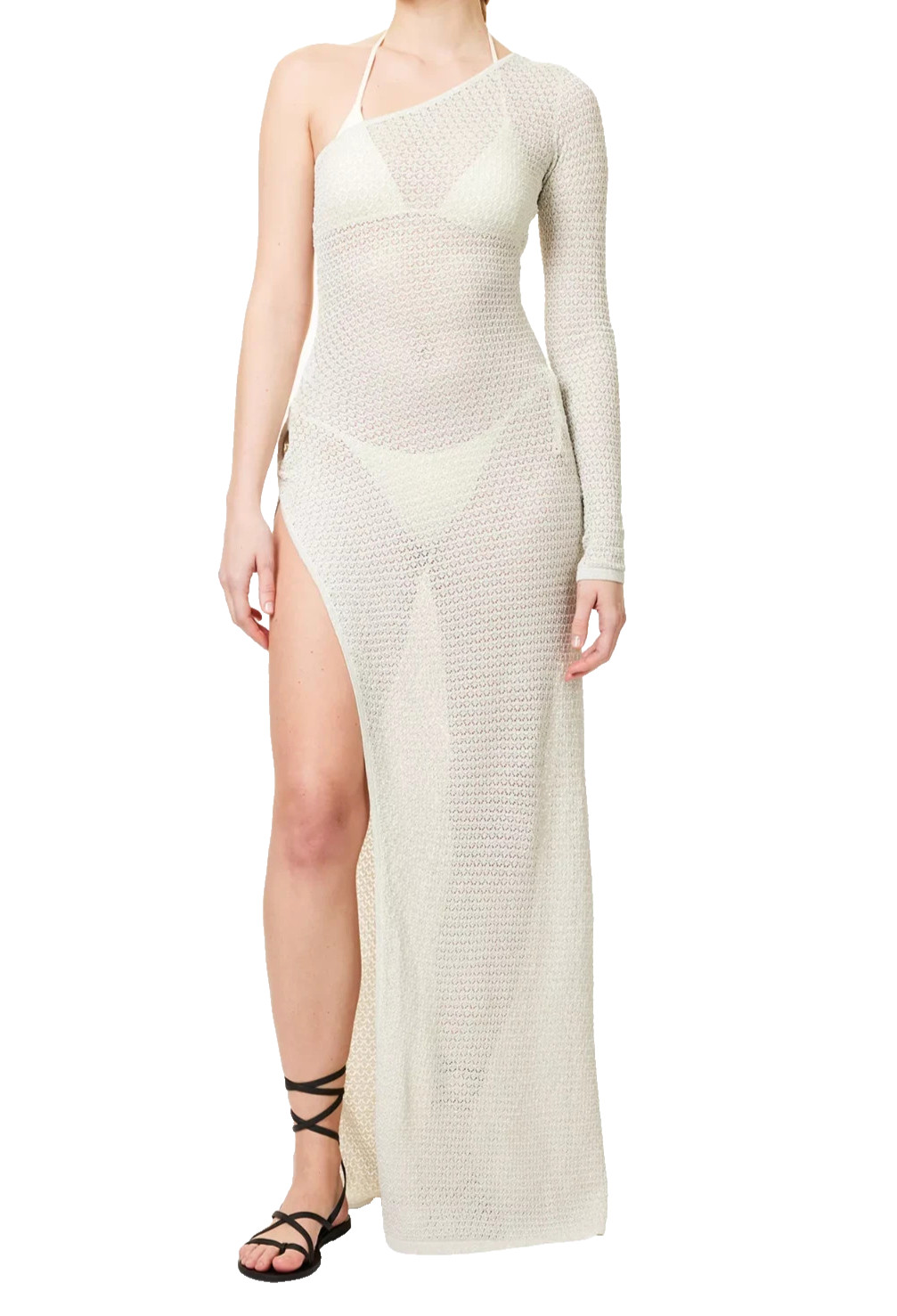 MONDAY SWIMWEAR Palermo On-Sleeve Knitted Maxi Dress Ivory Size 12 RRP £202 NEW