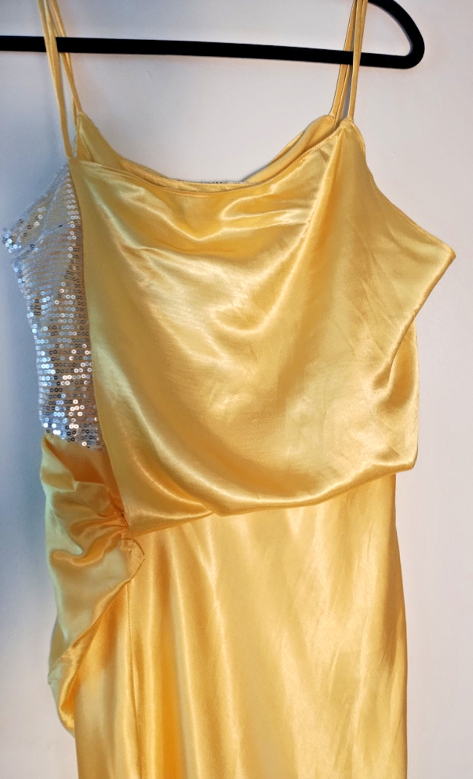 TOPSHOP Yellow Silky Slinky Slip Silver Dress — NWT — Size 6 USA
