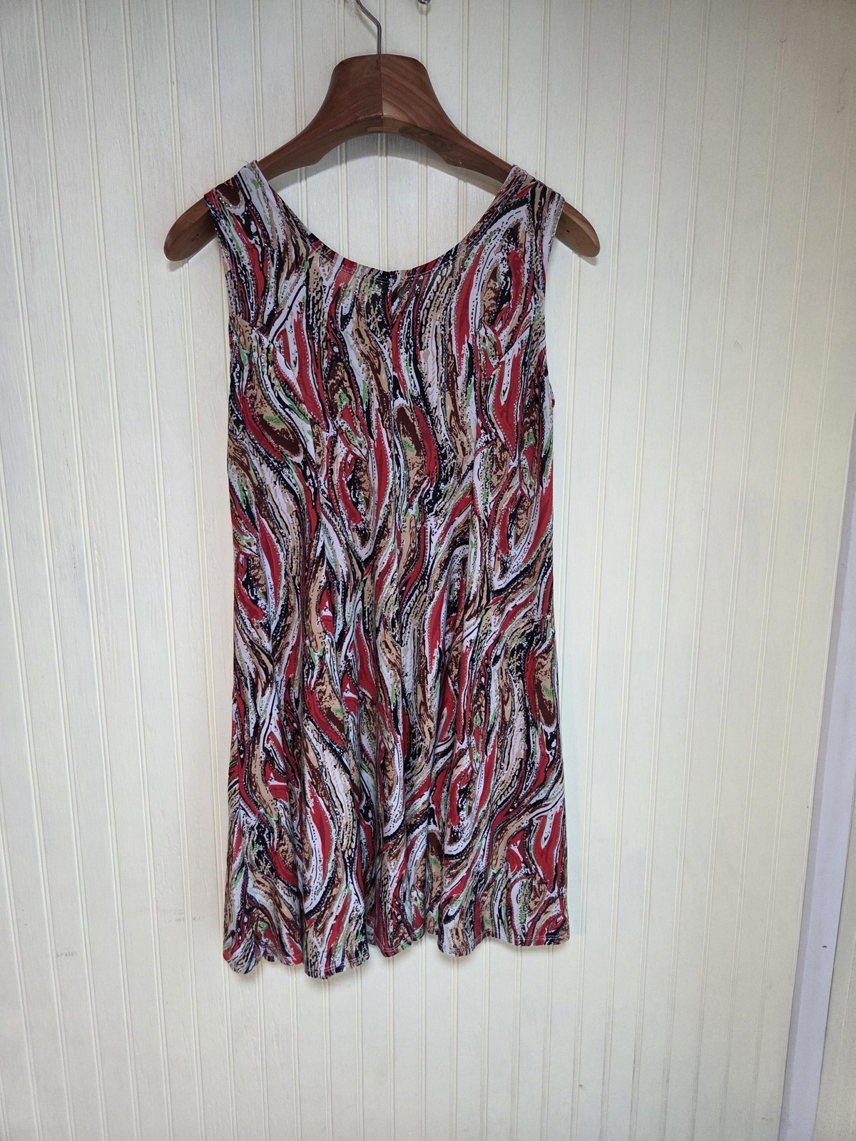 Dress Womens Medium Multicolor Geometric Sleeveless Tank Scoop Neck Knee Length