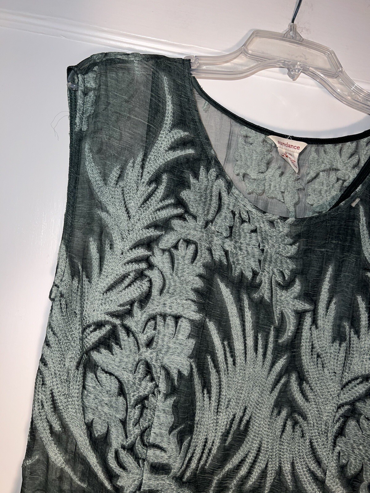 Sundance Cypress Legends Silk Lace Drop Waist Sleeveless Dress Green Sz 10. d540