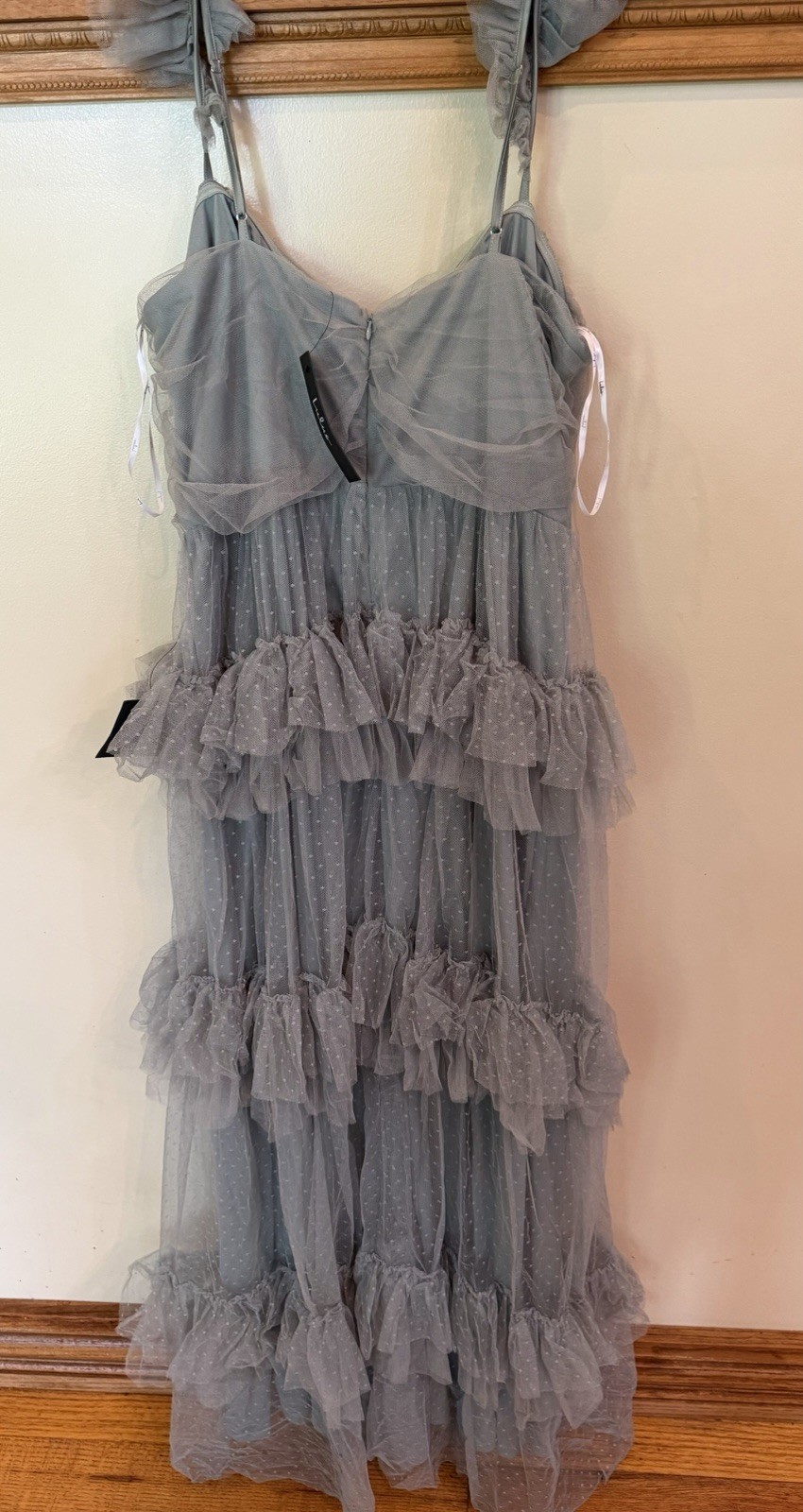 Lulus Blue Polka Dot Tulle Tiered Ruffle Maxi Dress V-Neck Plus 1X
