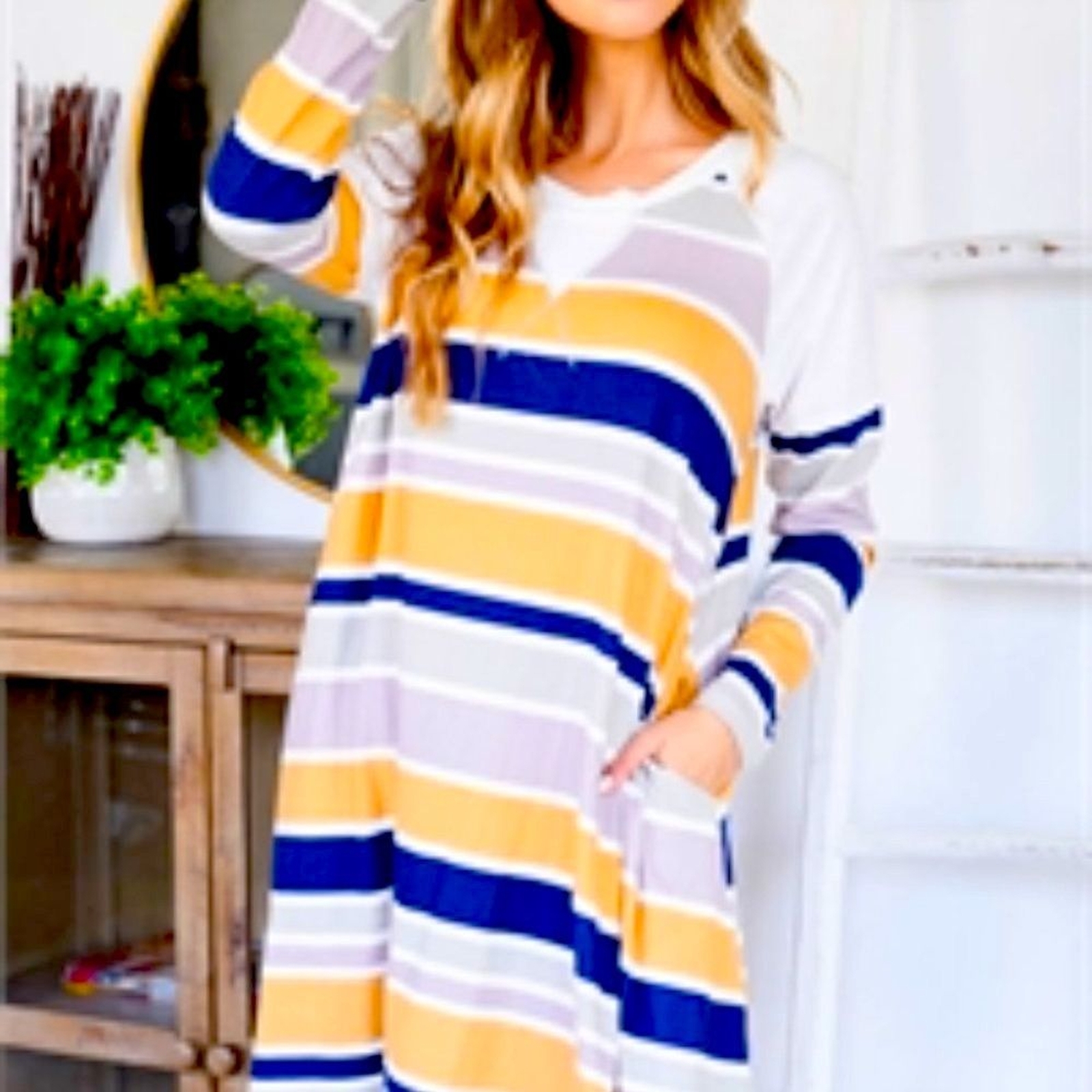 NEW Together Clothing Small Curve Neck Raglan Sleeve Pockets Flare Shift Dress