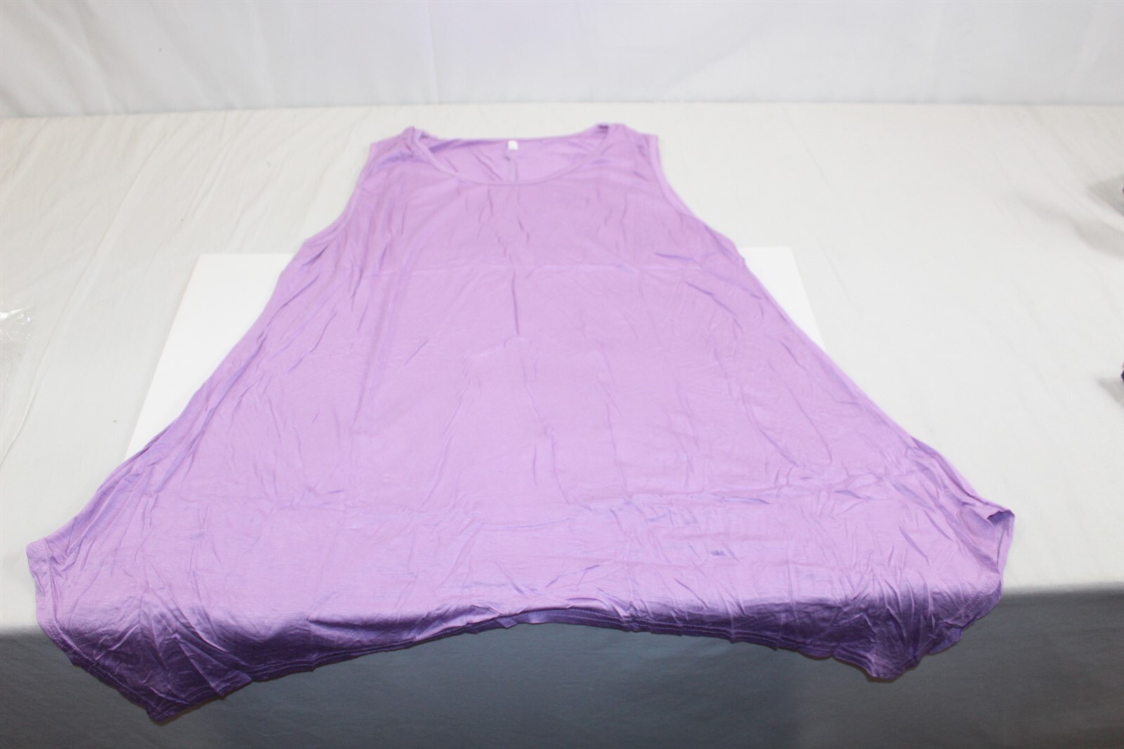 T-Shirt Dress Tank Top Round Neck High Low Flare Casual Dress Light-Purple XXL