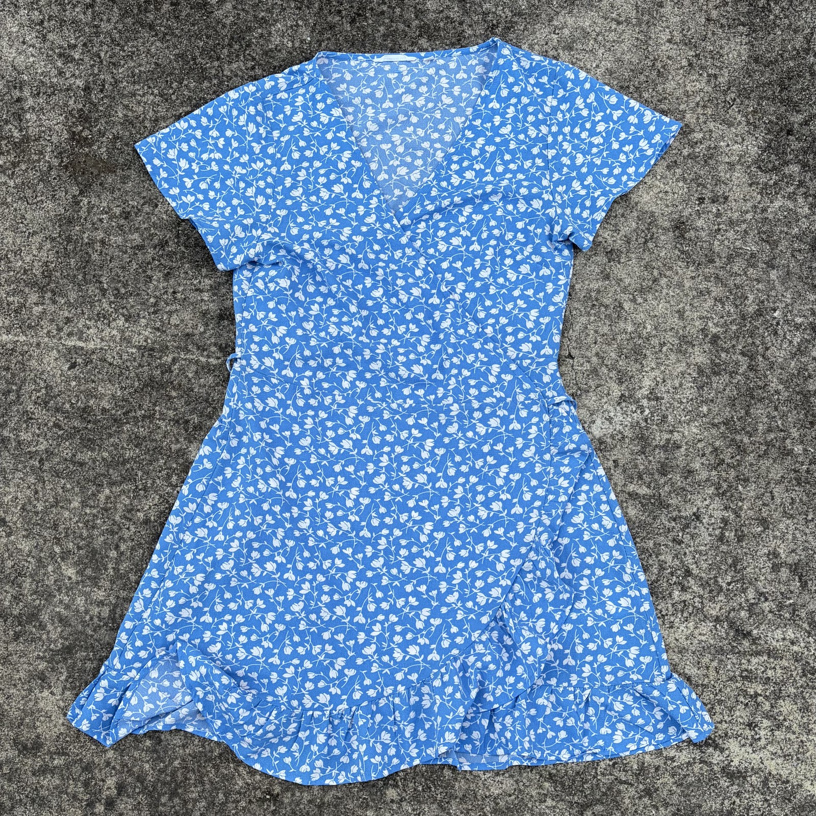 Ghanda Co. Floral Mini Dress – Wrap Style Ruffle Hem