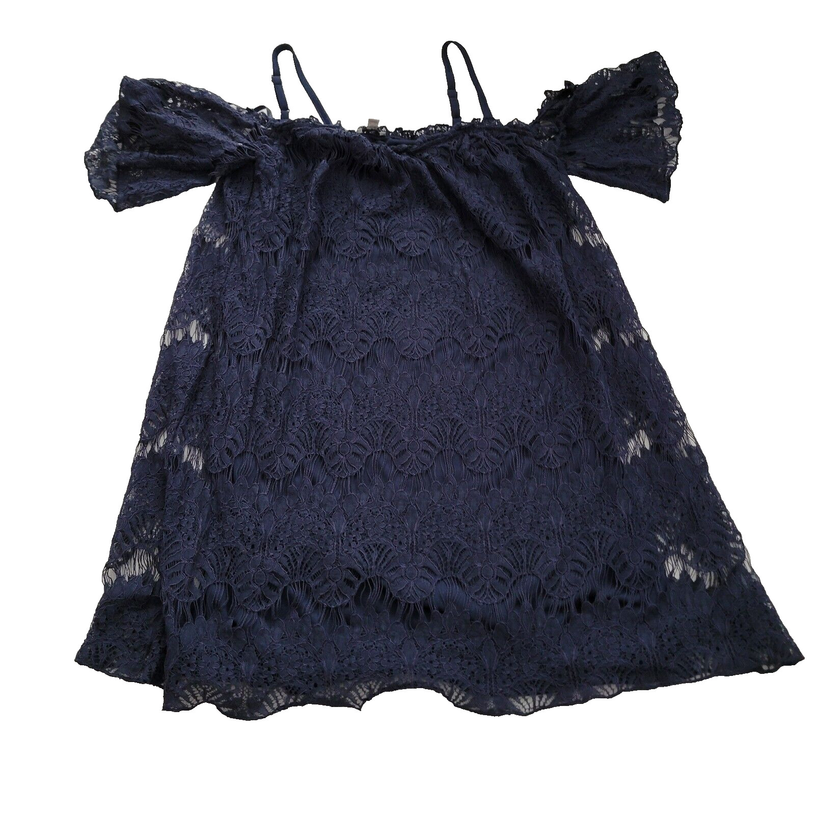 Love Fire Blue Lace Cold Shoulder Dress Lined M
