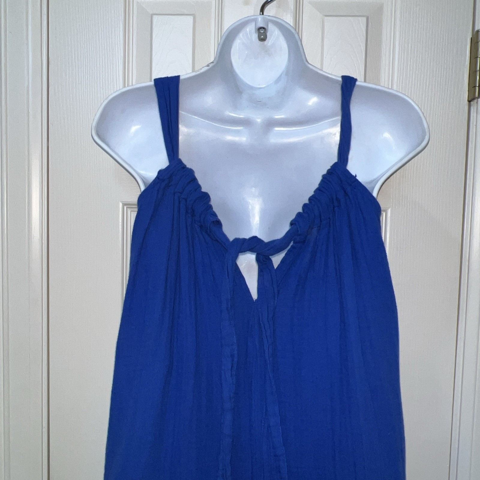 Old Navy Royal Blue Cotton Gauze Sleeveless Maxi Dress Sz XS Beach Boho Coastal